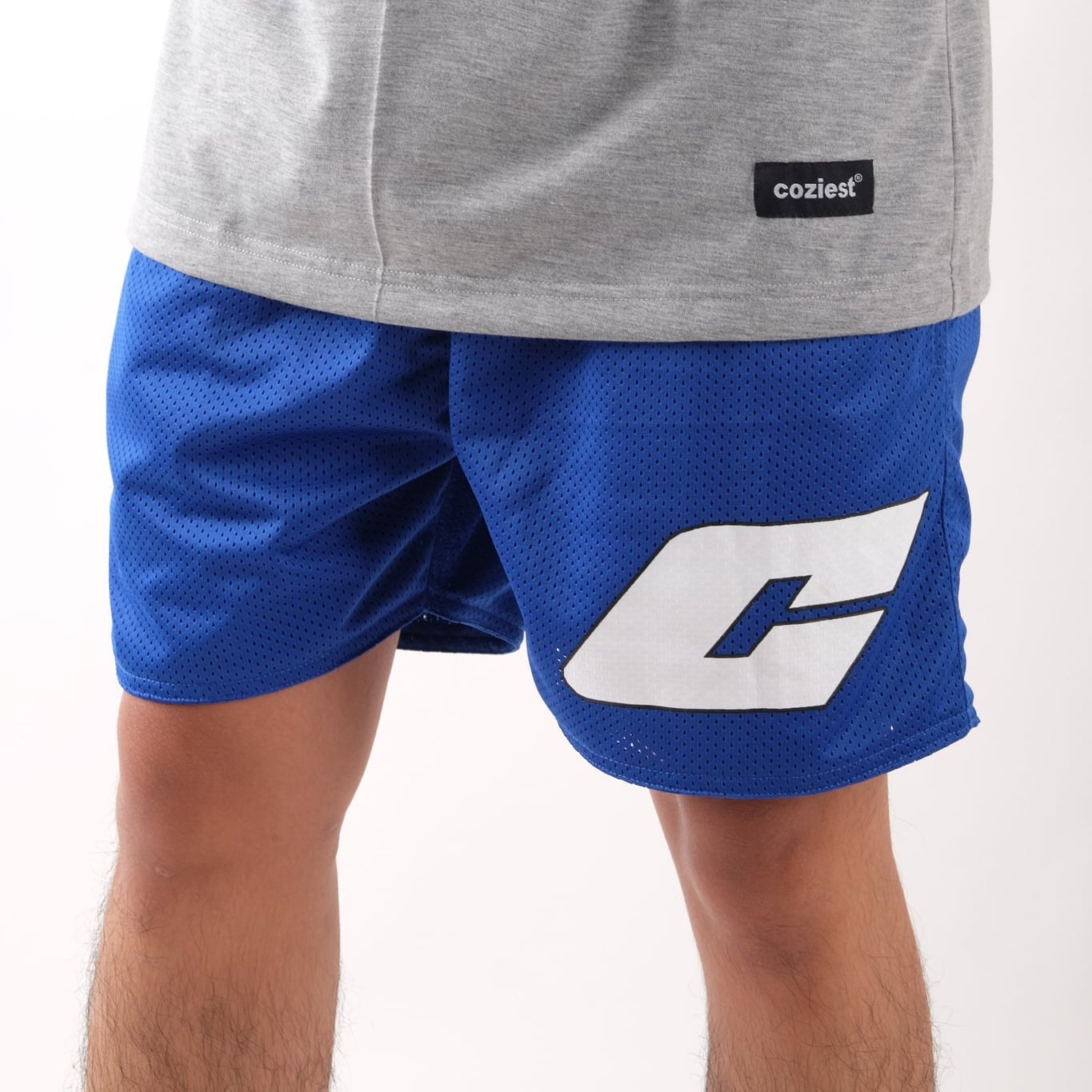 “C Logo” Mesh Shorts in Blue Colorway