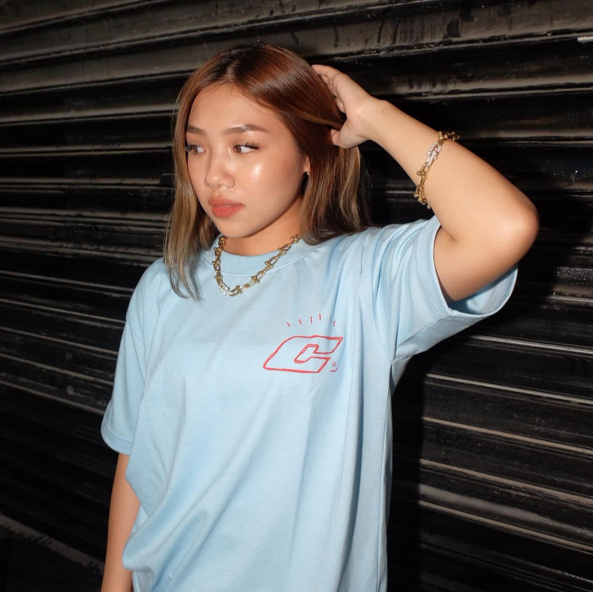 "CJ" Tee in Sky Blue Colorway