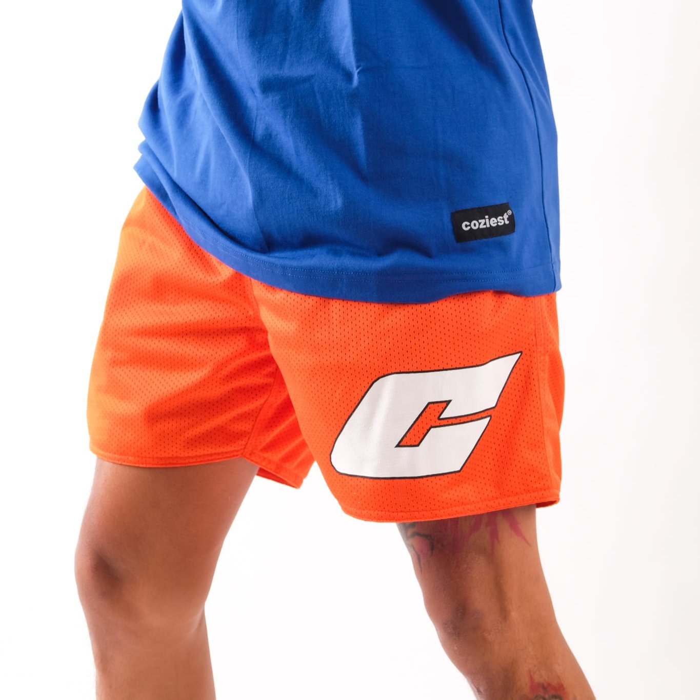 “C Logo” Mesh Shorts in Orange Colorway