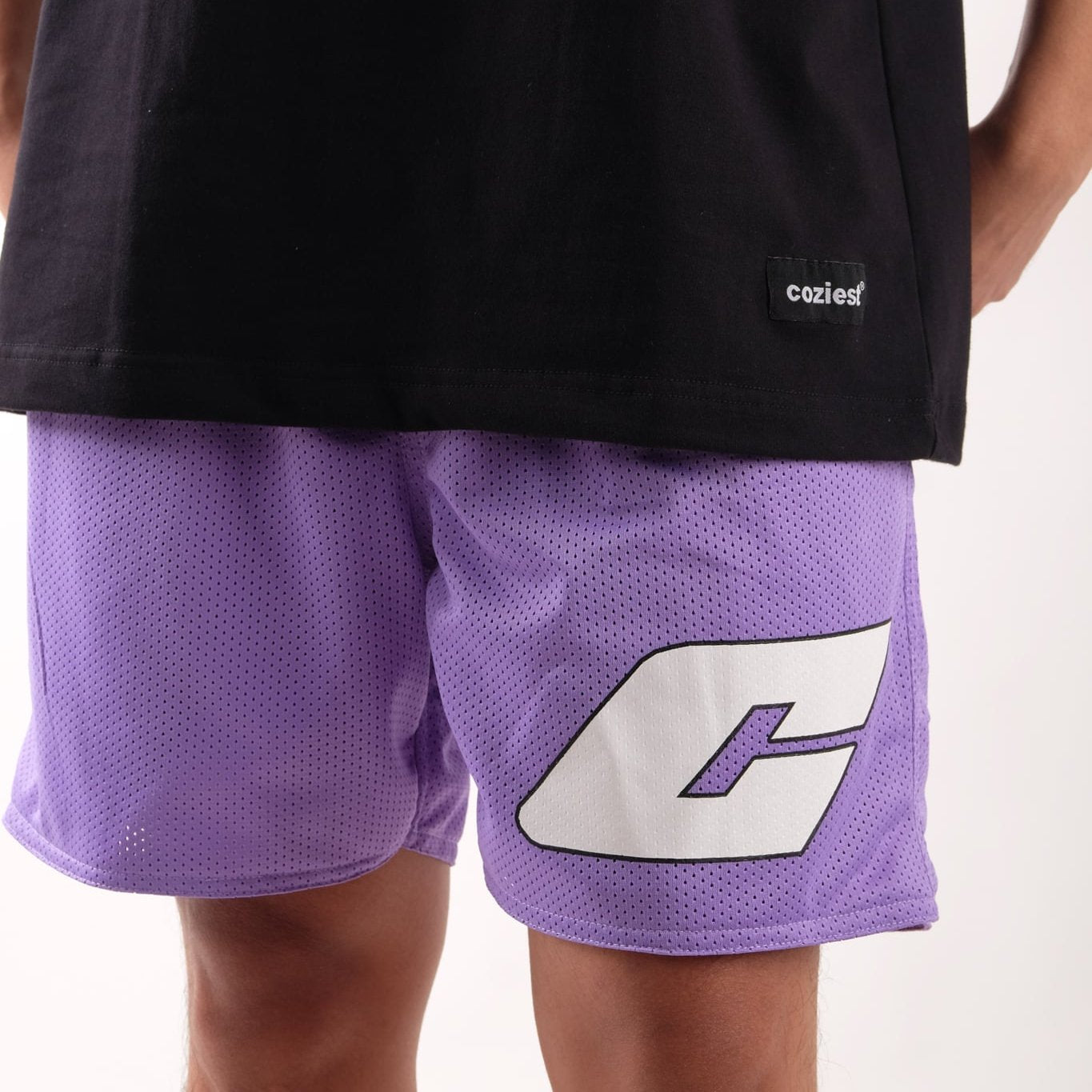 “C Logo” Mesh Shorts in Lavender Colorway