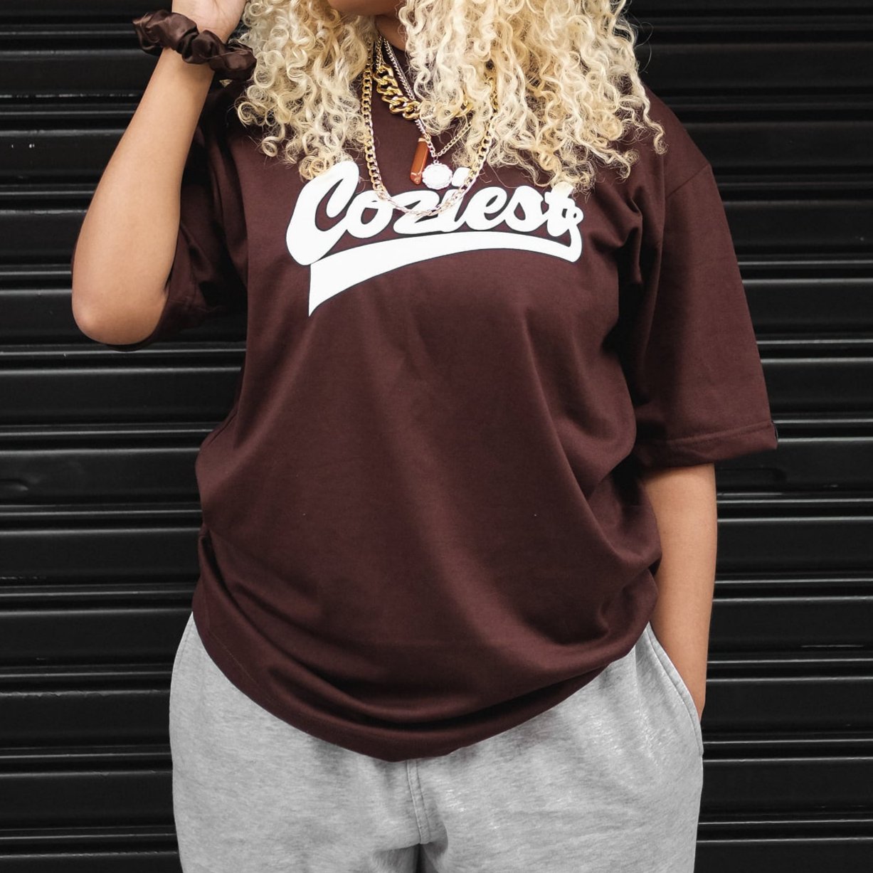 "College" Tee in Brown Colorway