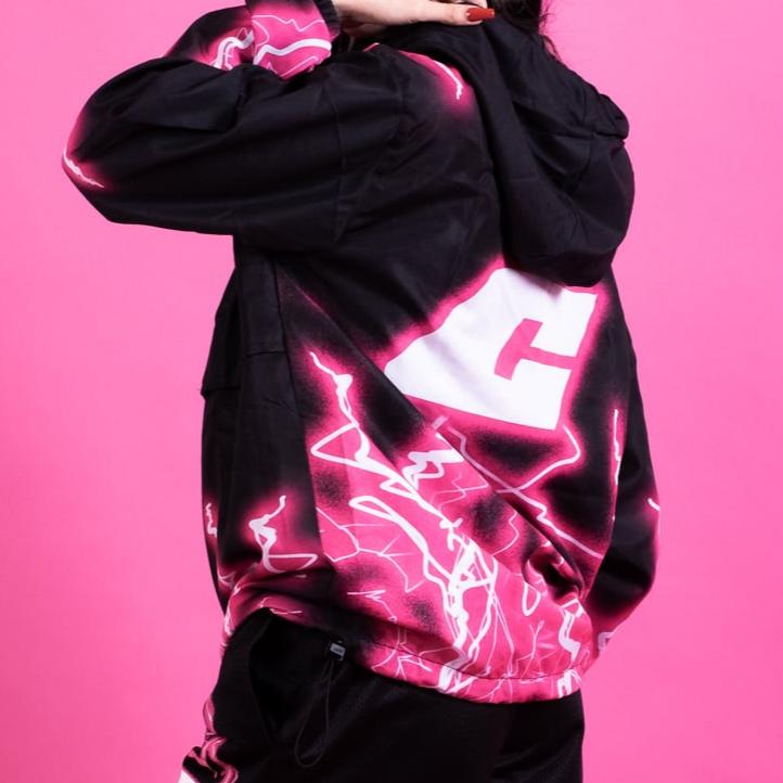 “Thunder” Windbreaker in Black and Pink Colorway