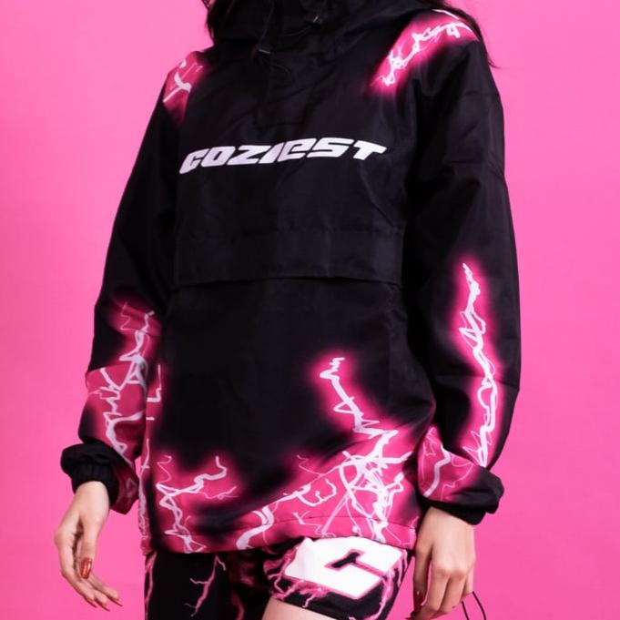 “Thunder” Windbreaker in Black and Pink Colorway