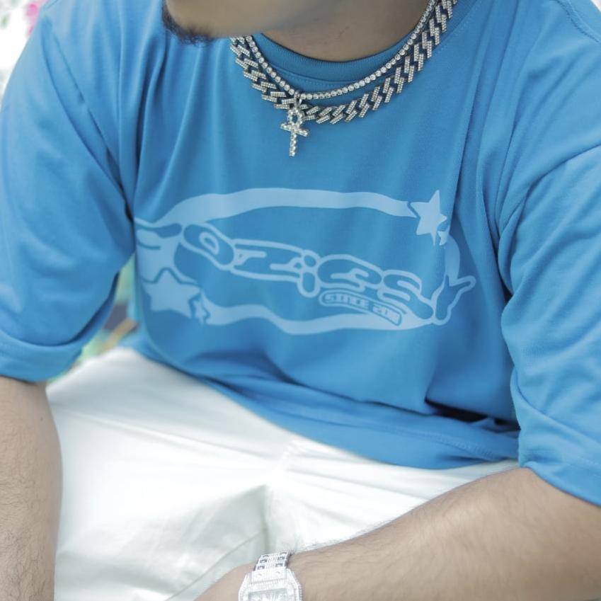 "Y2K” tee in Powder Blue Colorway