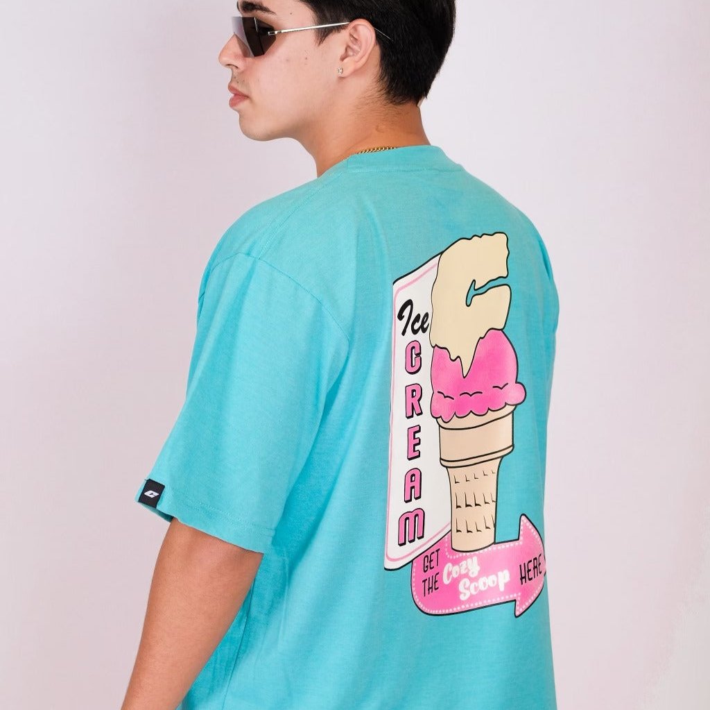 "Scoop" Tee in Celeste Colorway