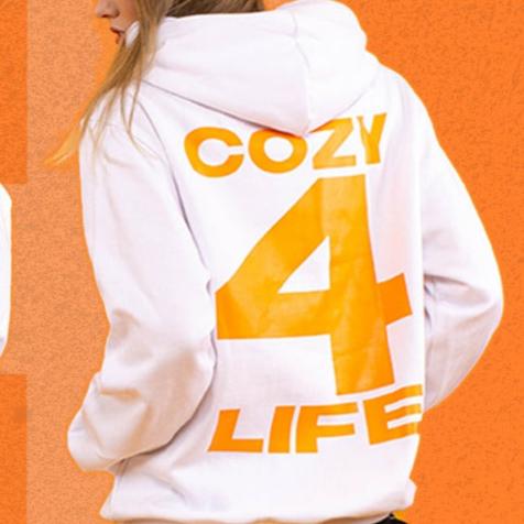 "Four Life" Hoodie in White Colorway