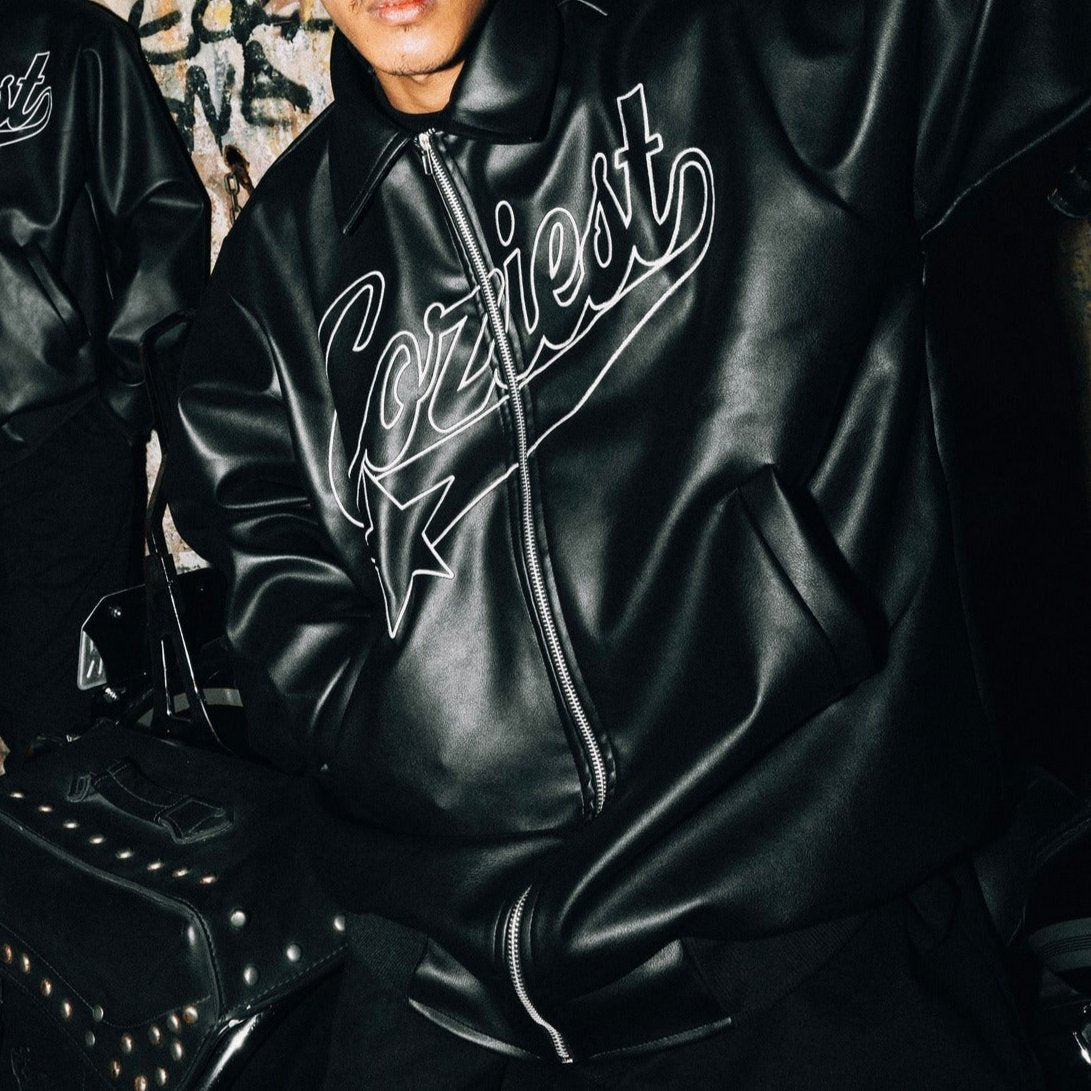 "Harley" Leather Jacket in Black Colorway