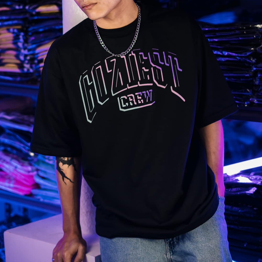 “Crew” Tee in Spectrum Colorway