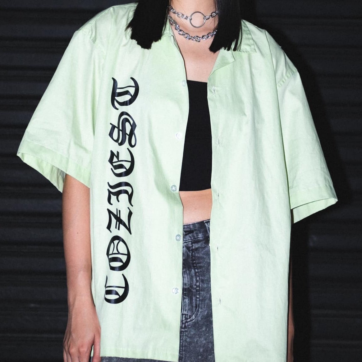 “Old English” Button-down Polo in Apple Green Colorway