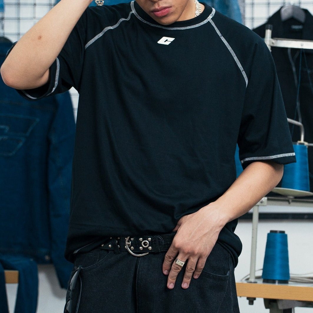 "The Fifth" Raglan Tee in Black Colorway