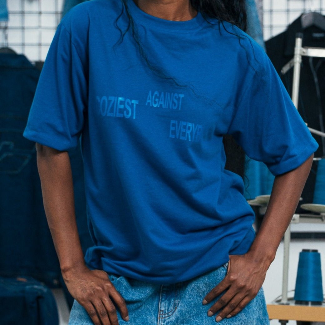 "Against" Tee in Blue Colorway