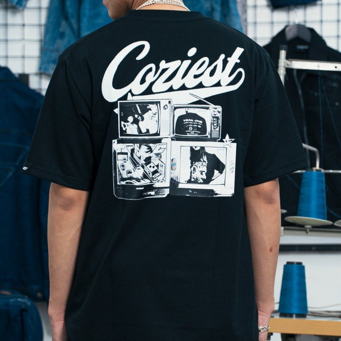 "TV" Tee in Black Colorway