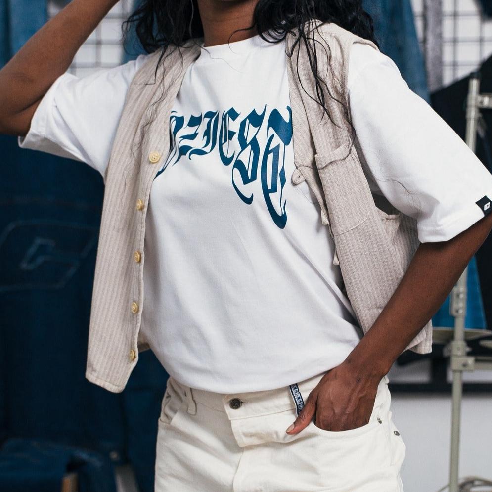 "Old English Arc" Tee in White Colorway