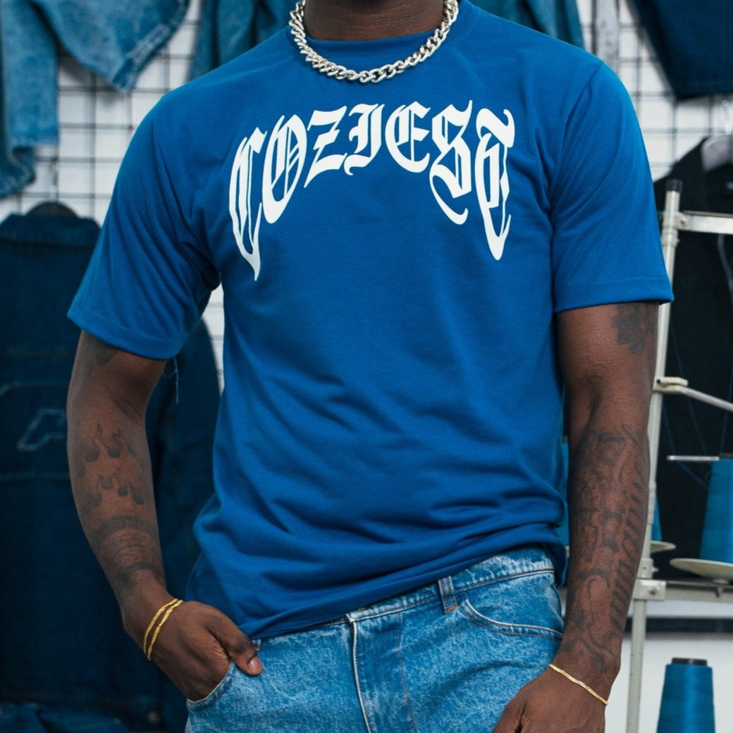 "Old English Arc" Tee in Blue Colorway