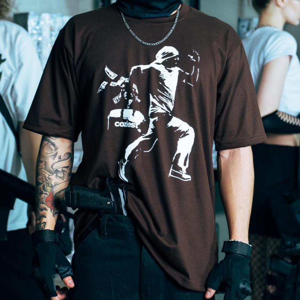 "Money Bag" Tee in Brown Colorway