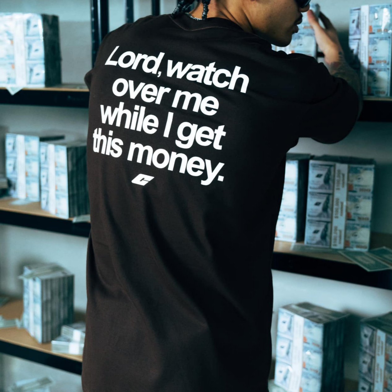 "Money Bag" Tee in Brown Colorway