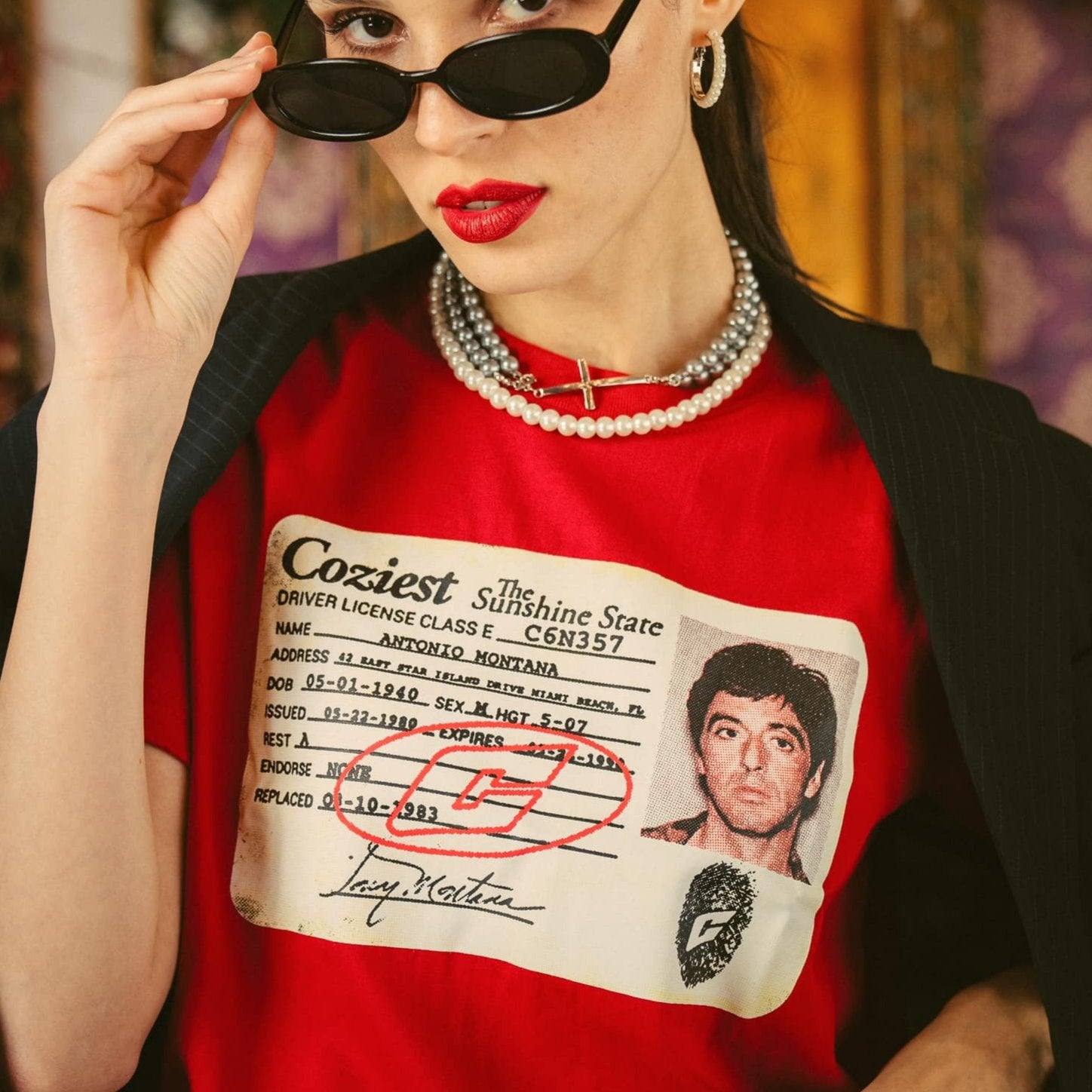 "Identification" Tee in Red Colorway