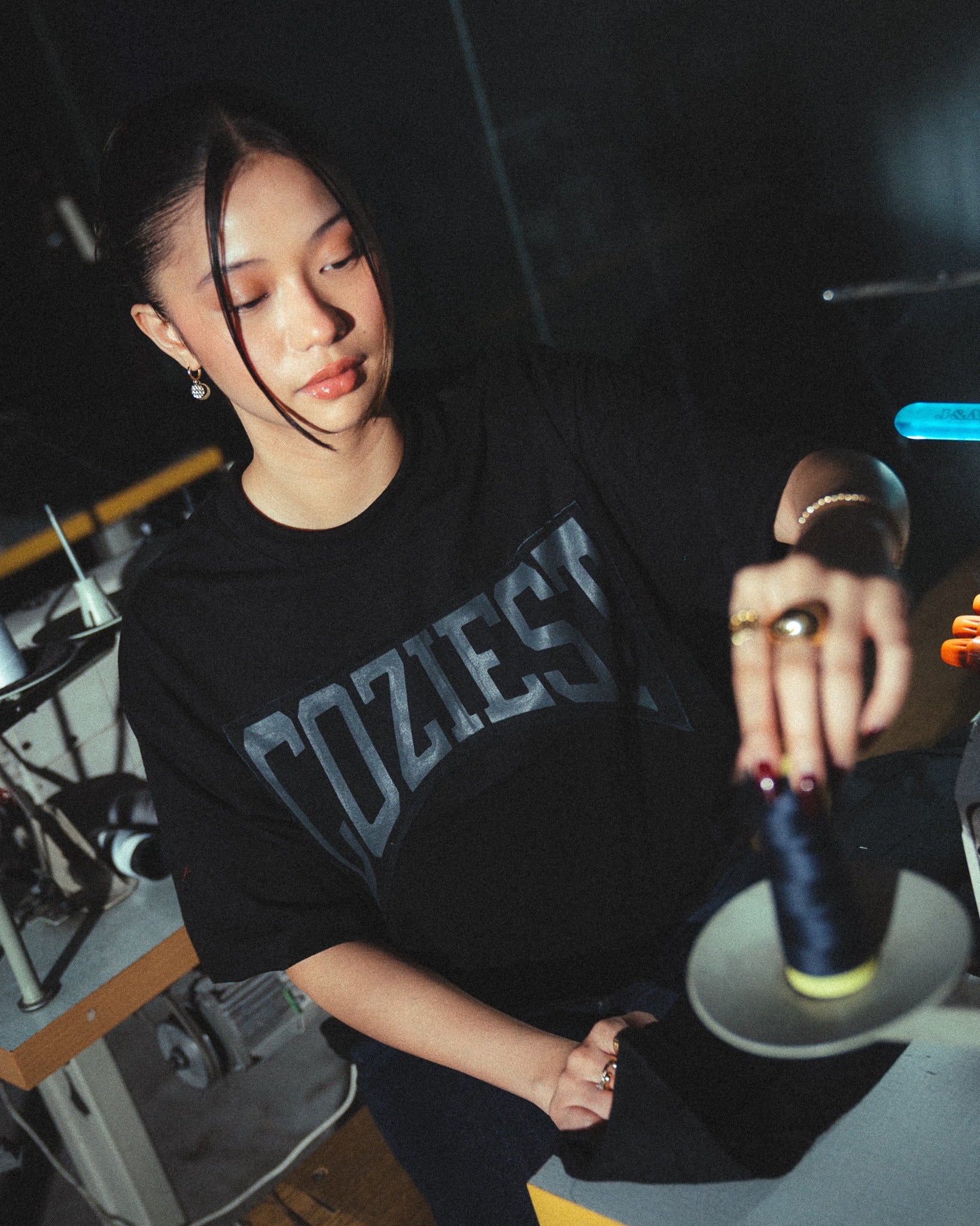 "Attached" Varsity Arc Tee in Black and White Colorway