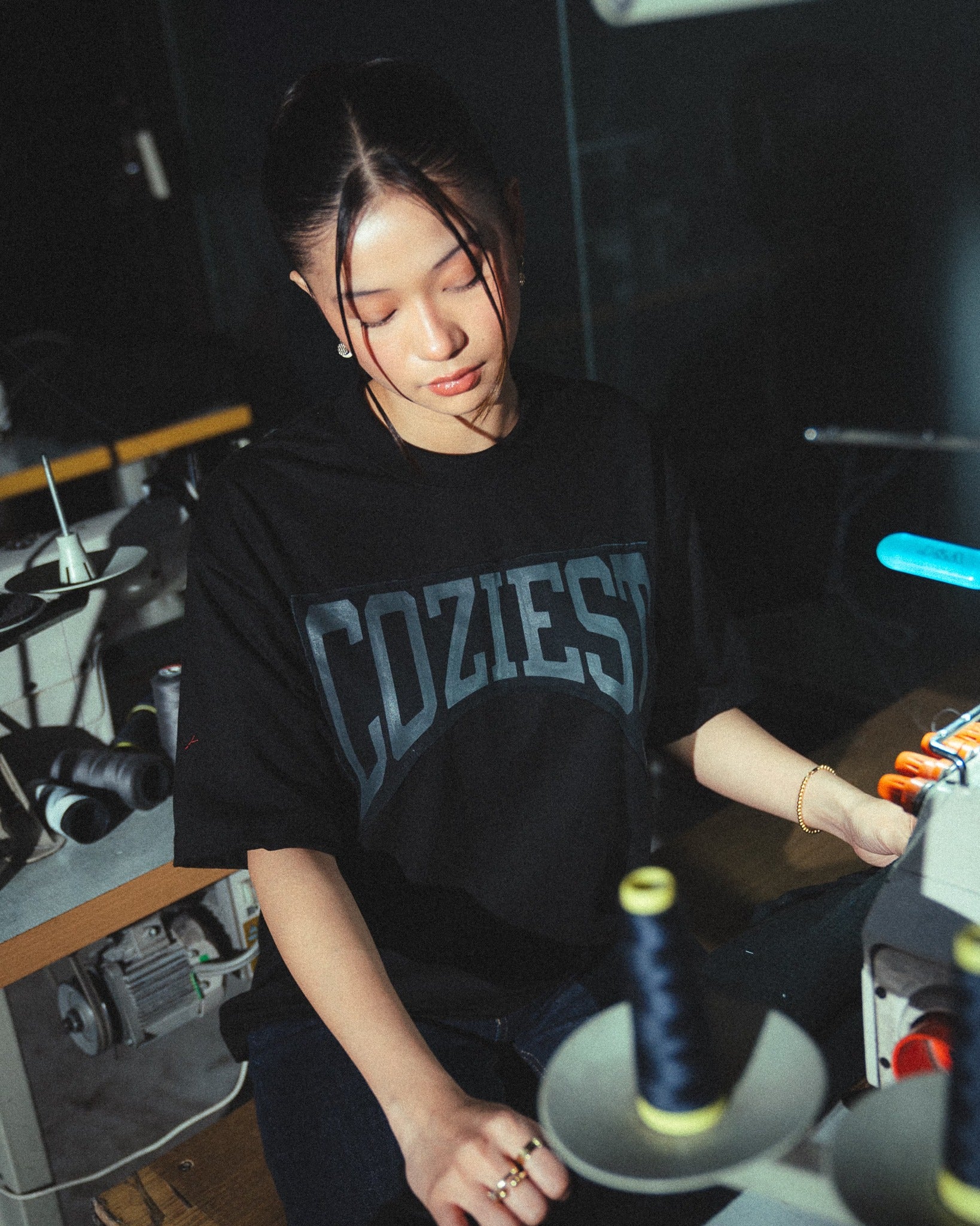 "Attached" Varsity Arc Tee in Black and White Colorway