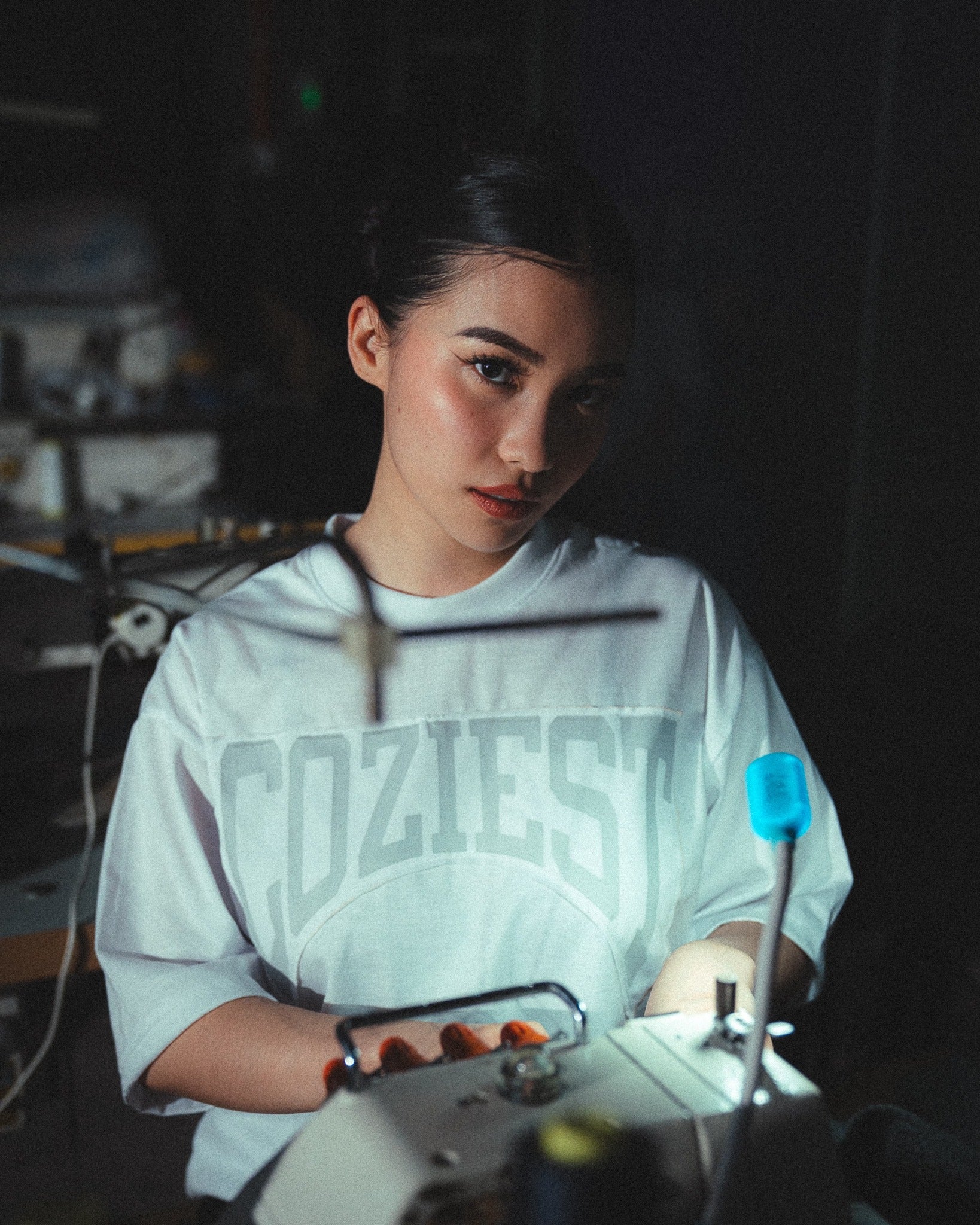 "Attached" Varsity Arc Tee in Black and White Colorway