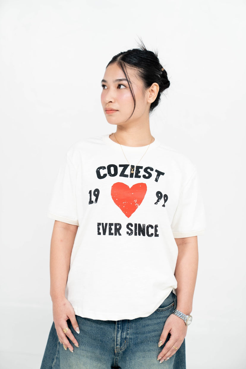 “1999” Ringer Tee in Offwhite Colorway