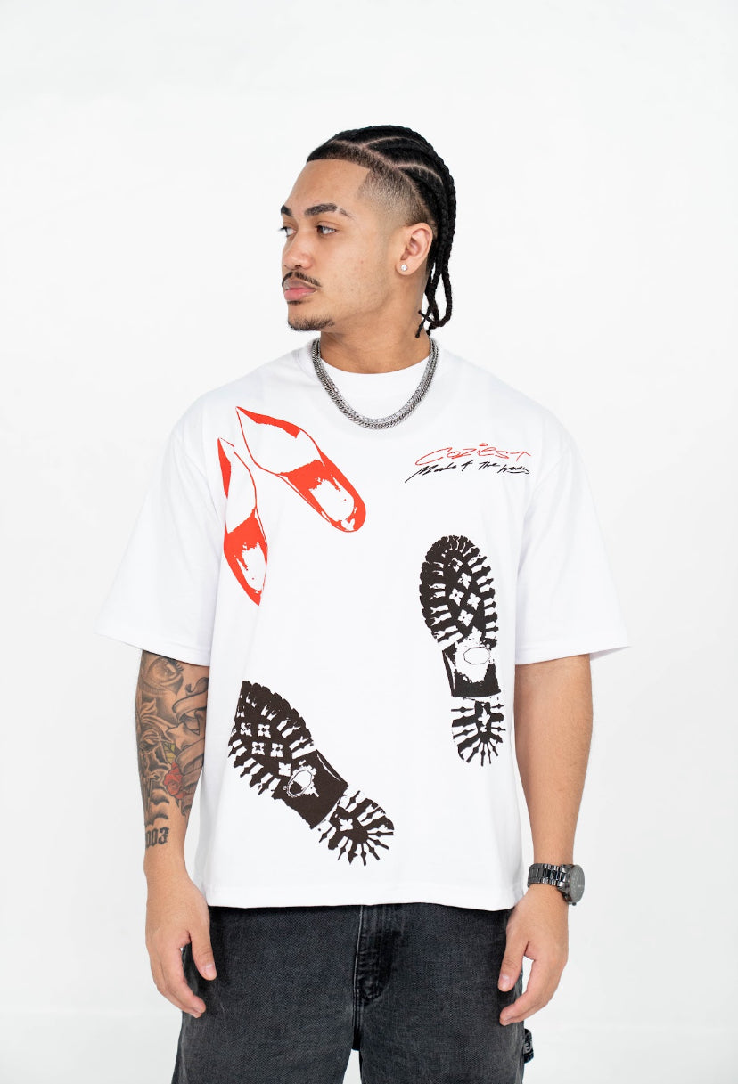 "Foot Print" Tee in White Colorway