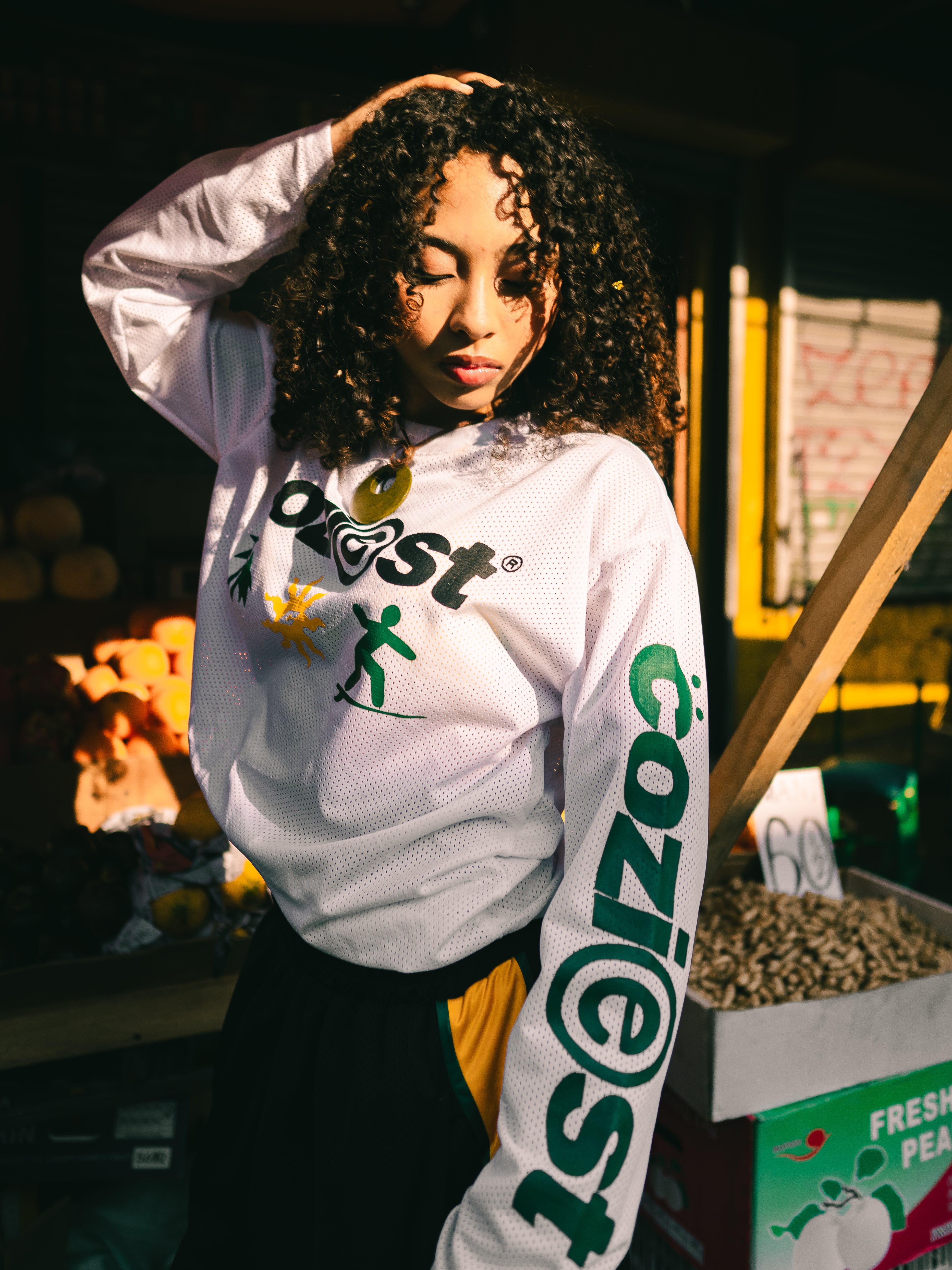 “Summer Mesh Jersey” Longsleeve in White Colorway