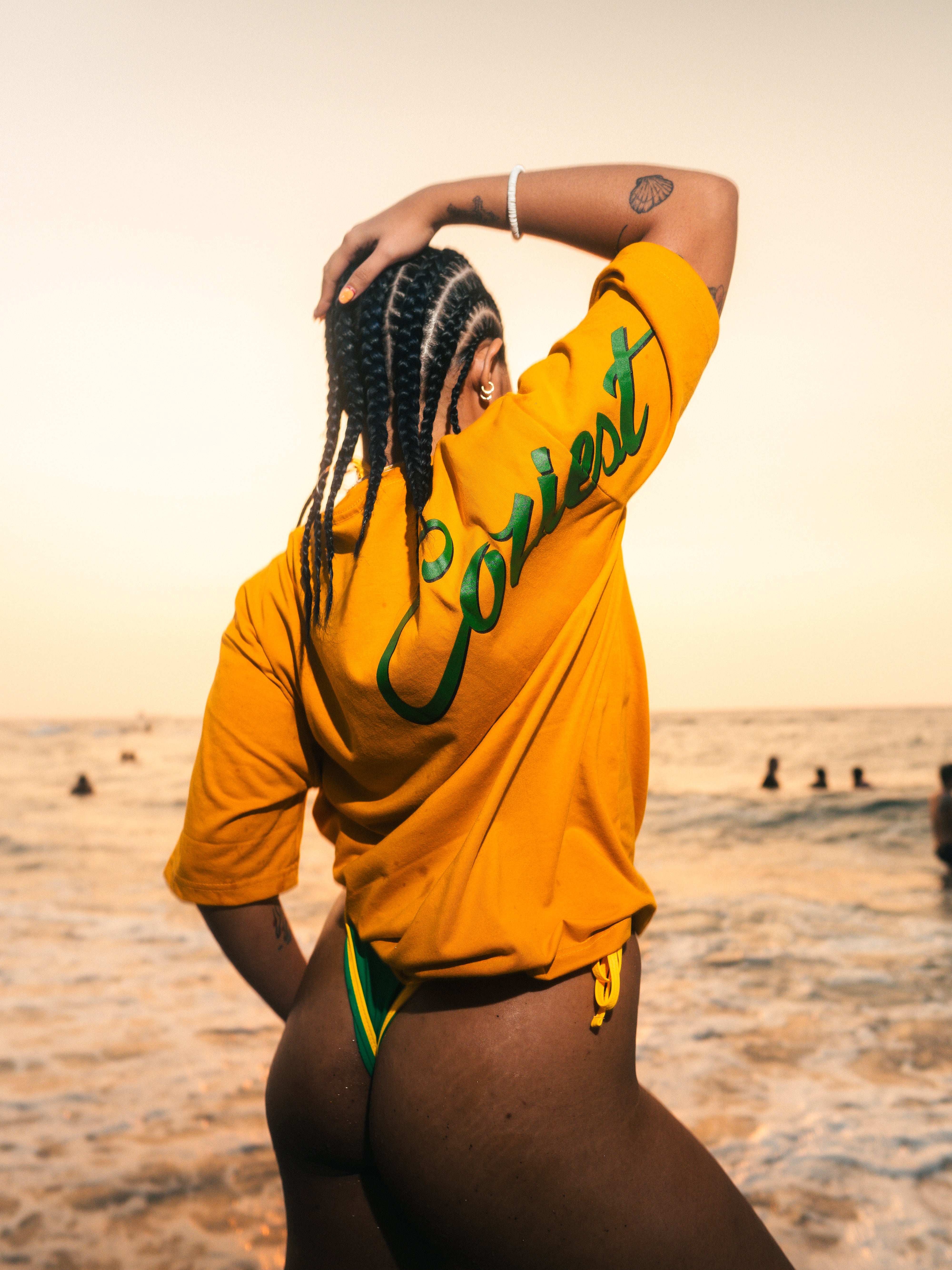 “Signature” Tee in Mustard and White Colorway