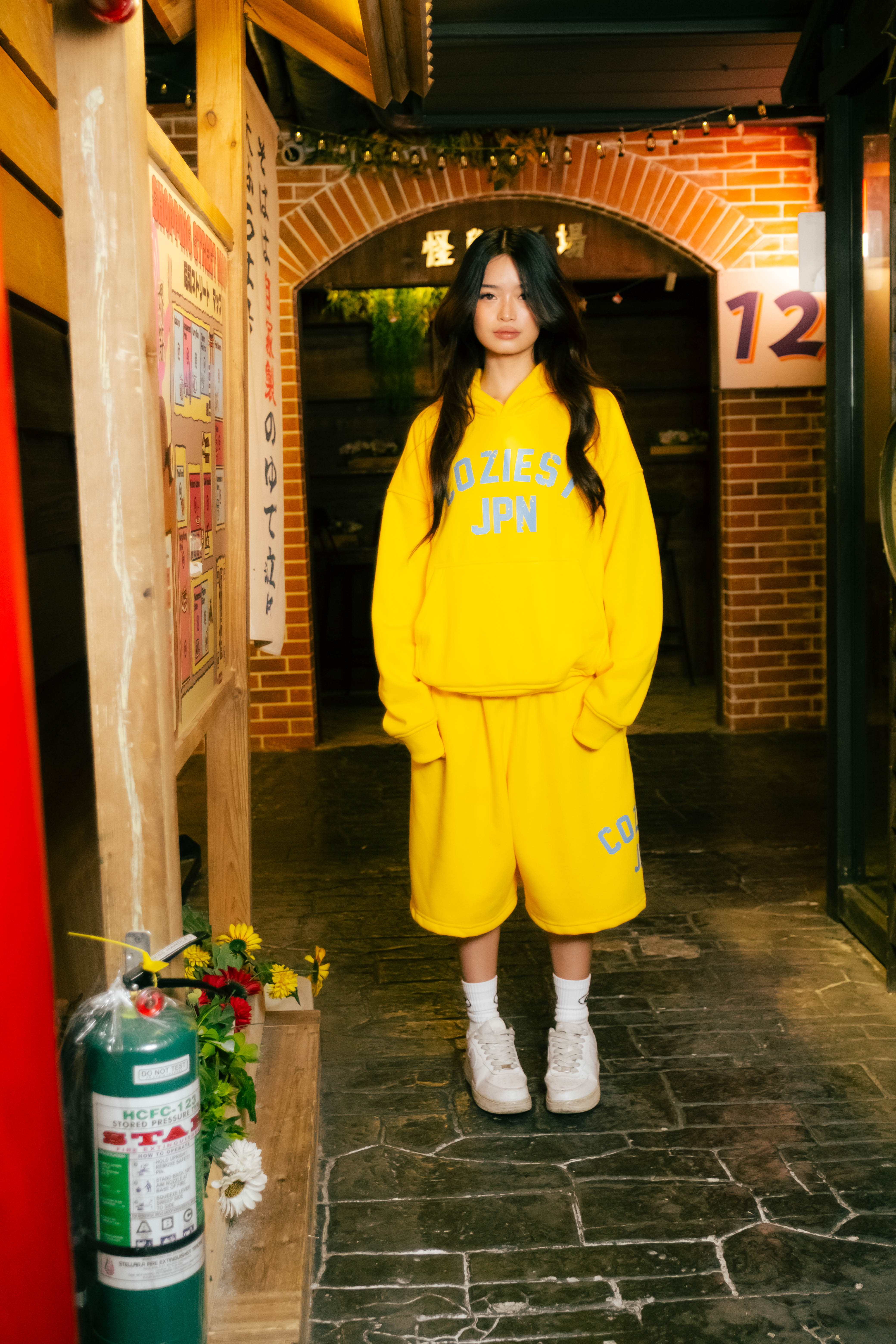 “ARC JPN” Sweatshort in Yellow and Black