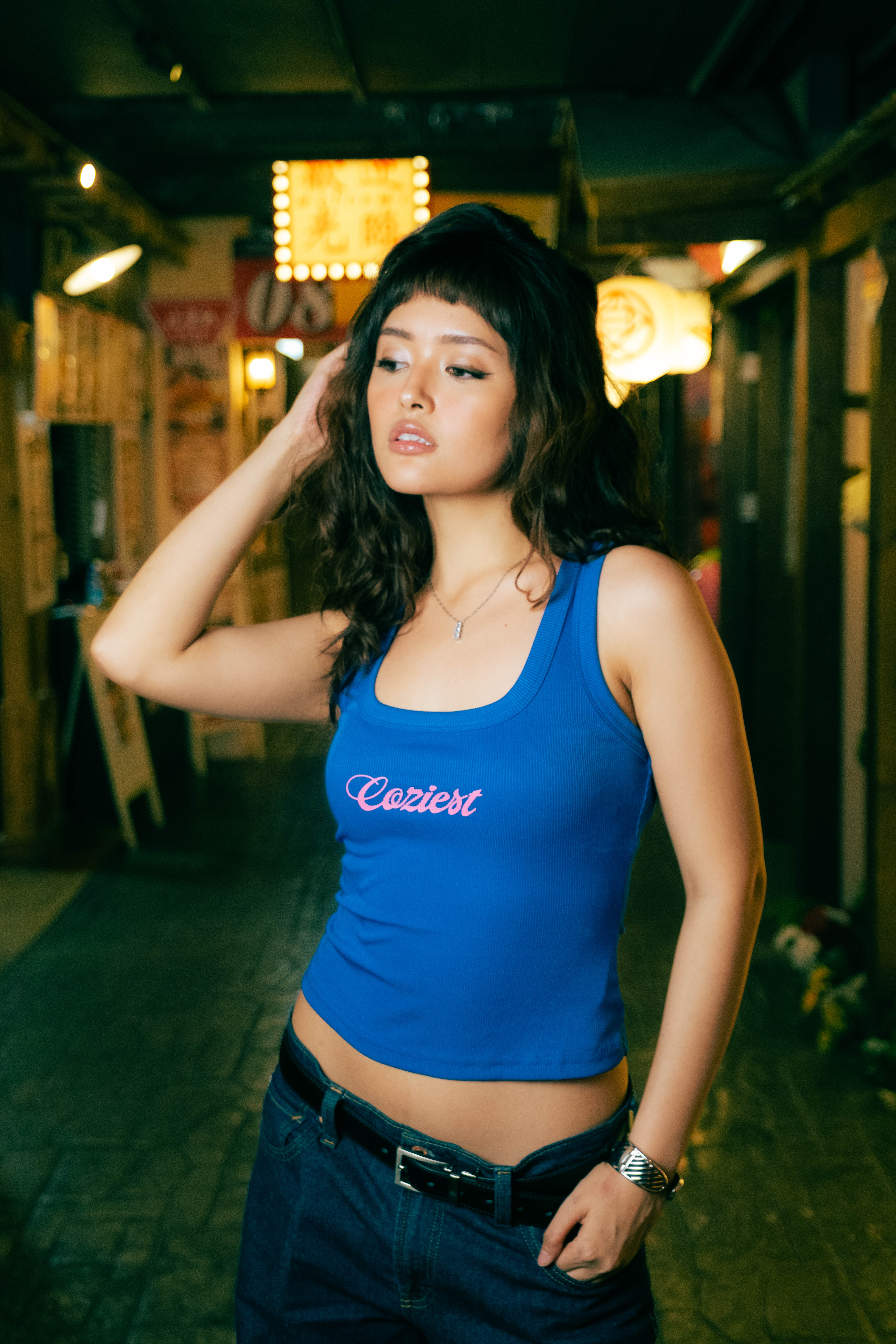 “Grillz” Tank Top in White, Blue and Green