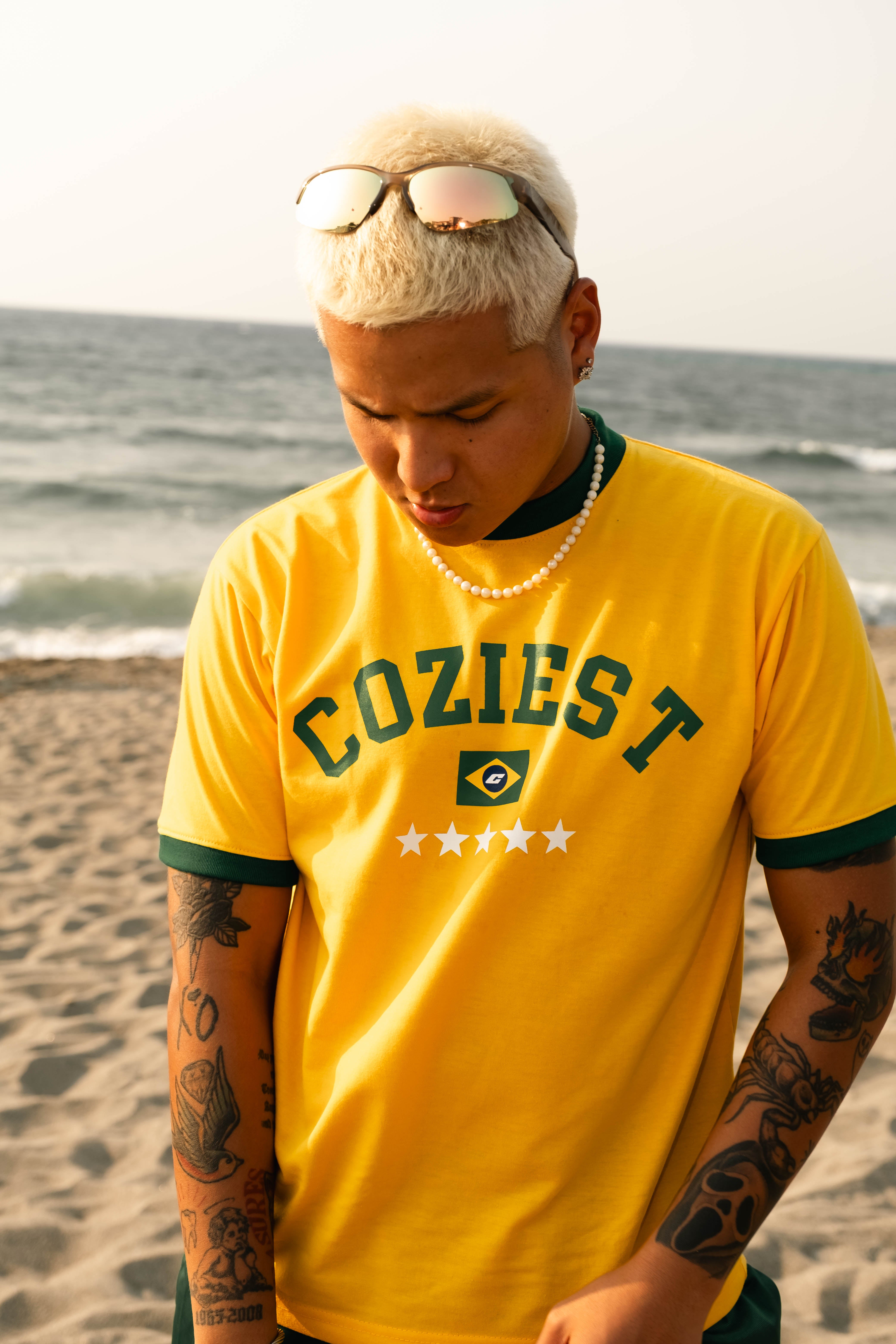 “Summer Ringer” Tee in Mustard Colorway