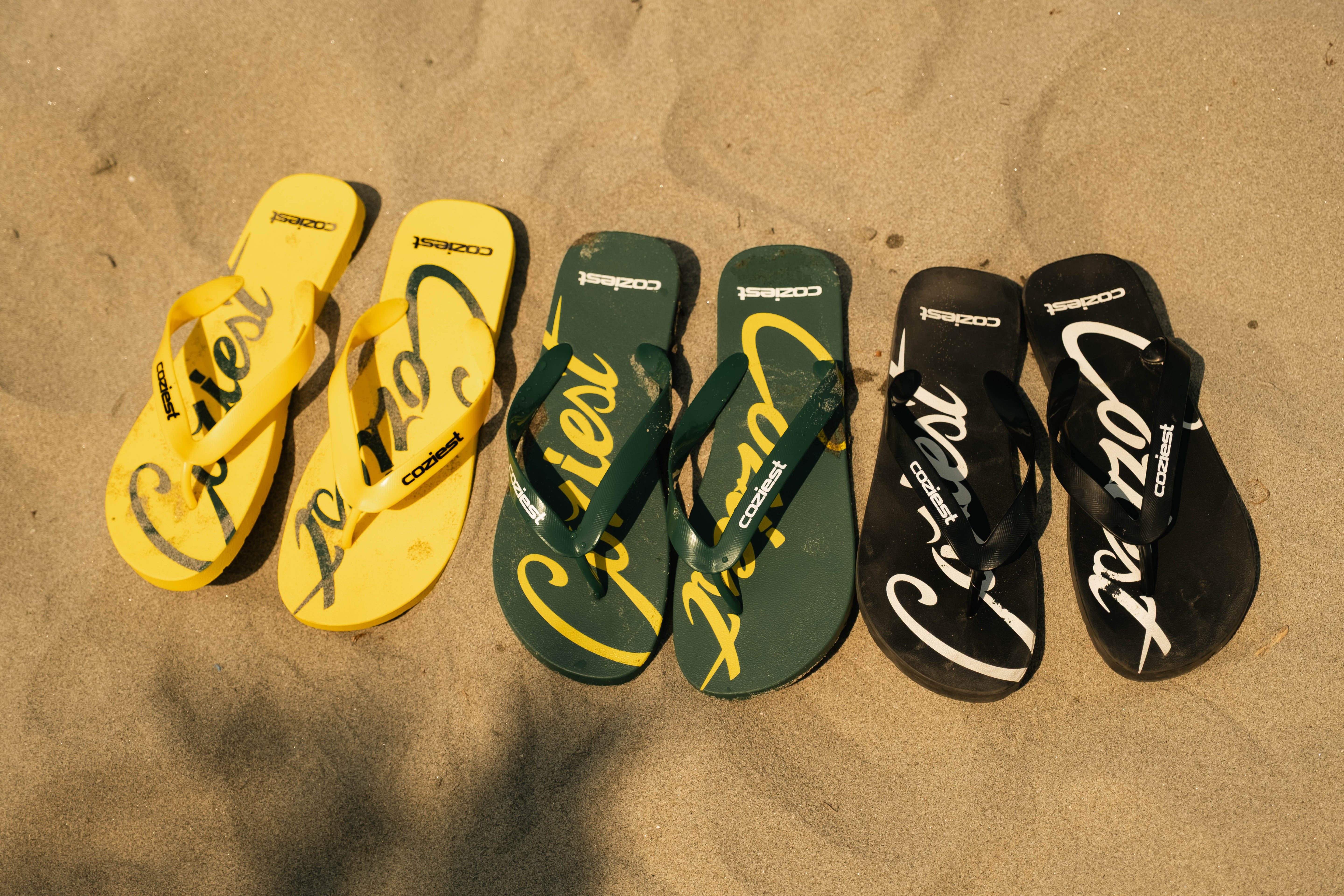 "26 Flip Flops" in Black, Fatigue and Yellow Colorway