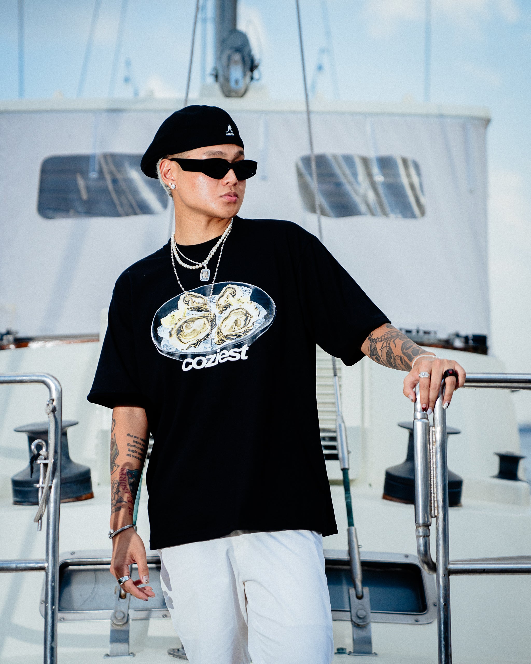 "Oyster" Tee in Black Colorway