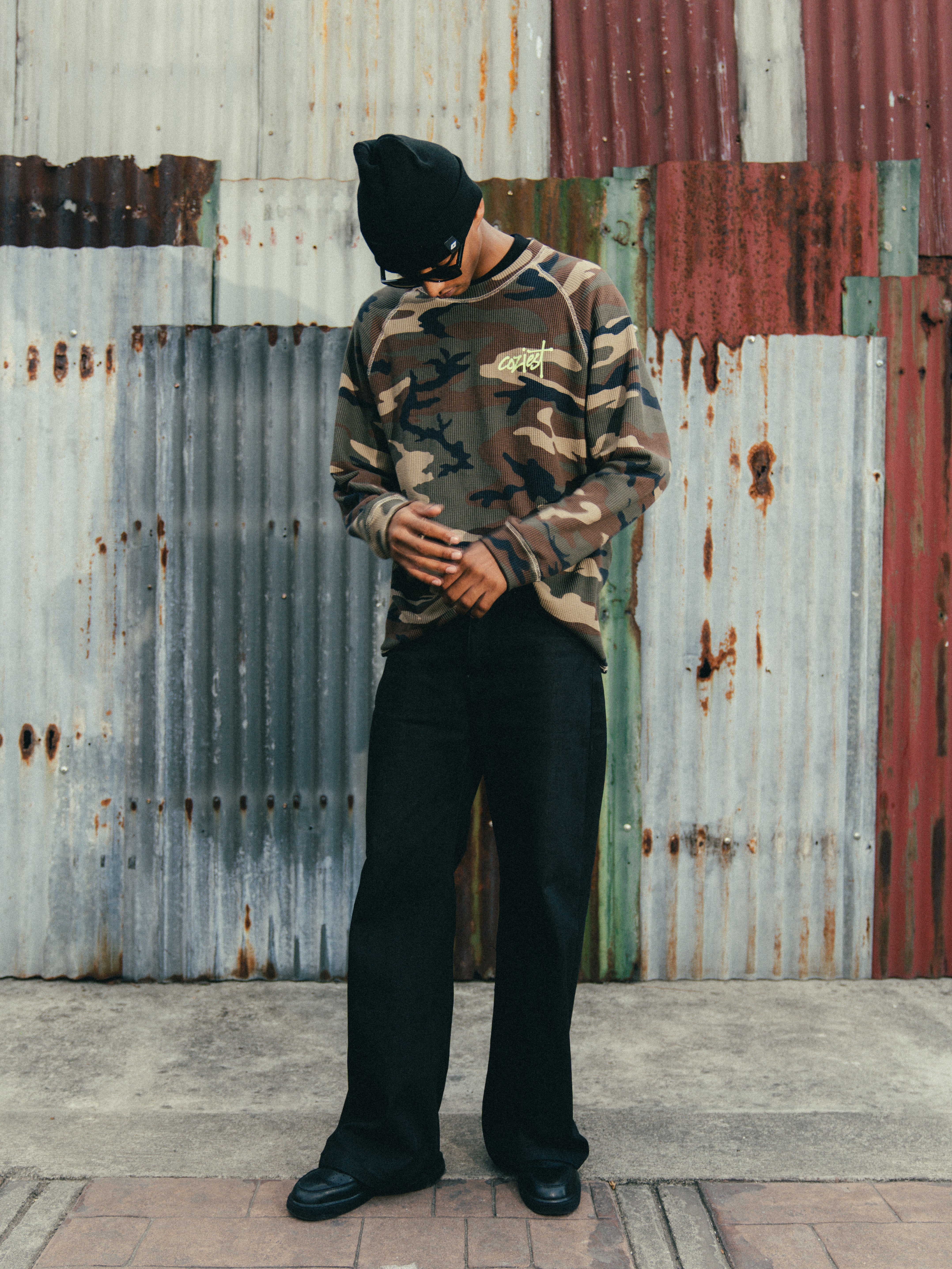 “Waffle Camou Lime” Longsleeve
