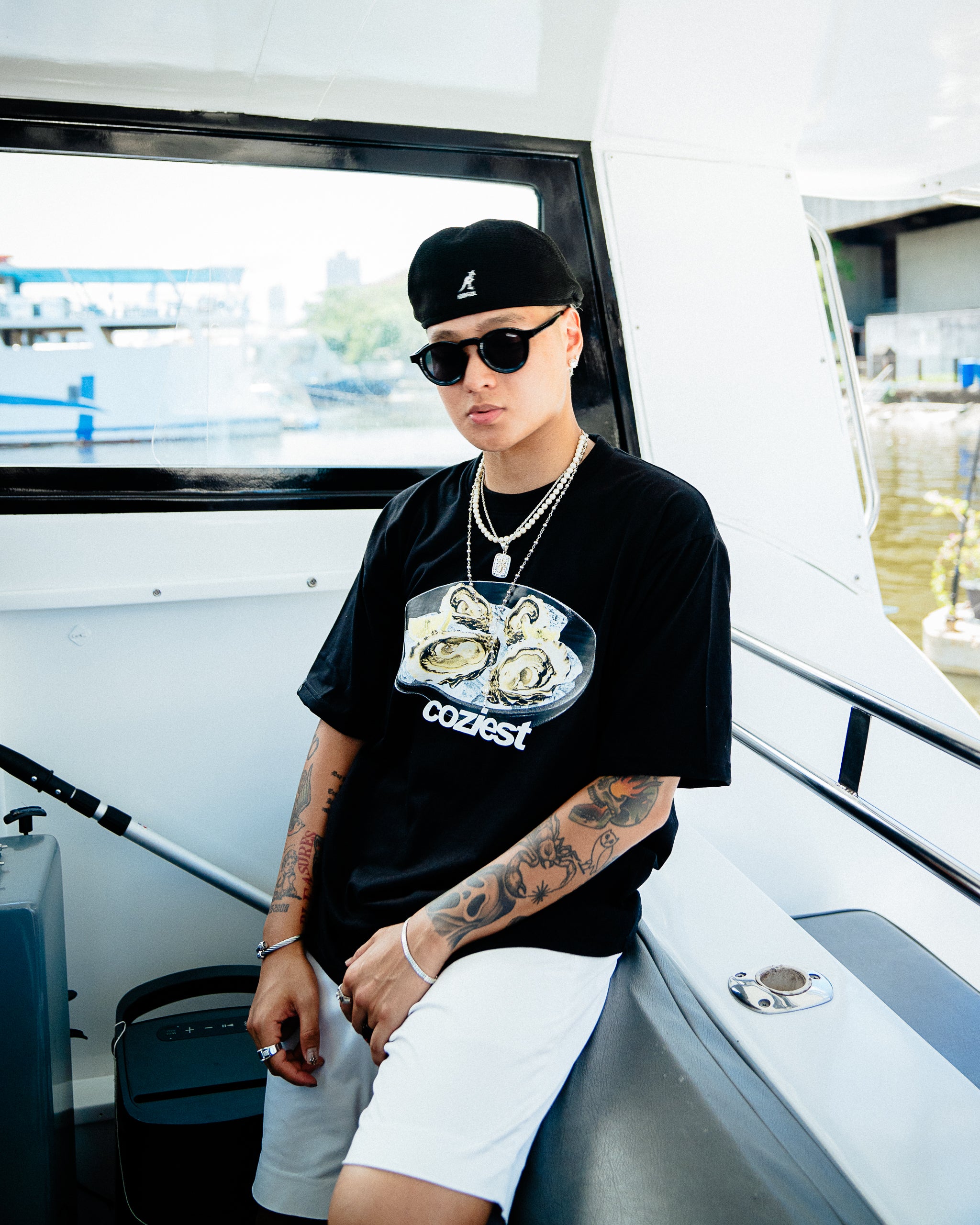 "Oyster" Tee in Black Colorway