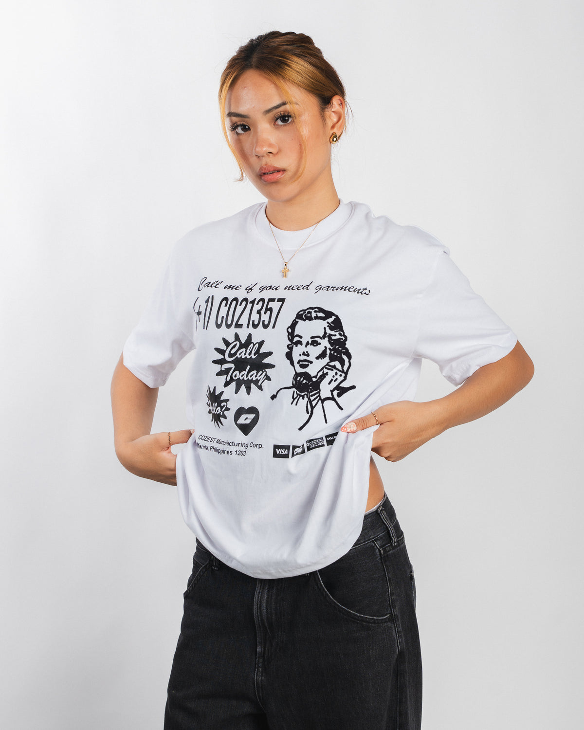 "Call Me" Tee in White