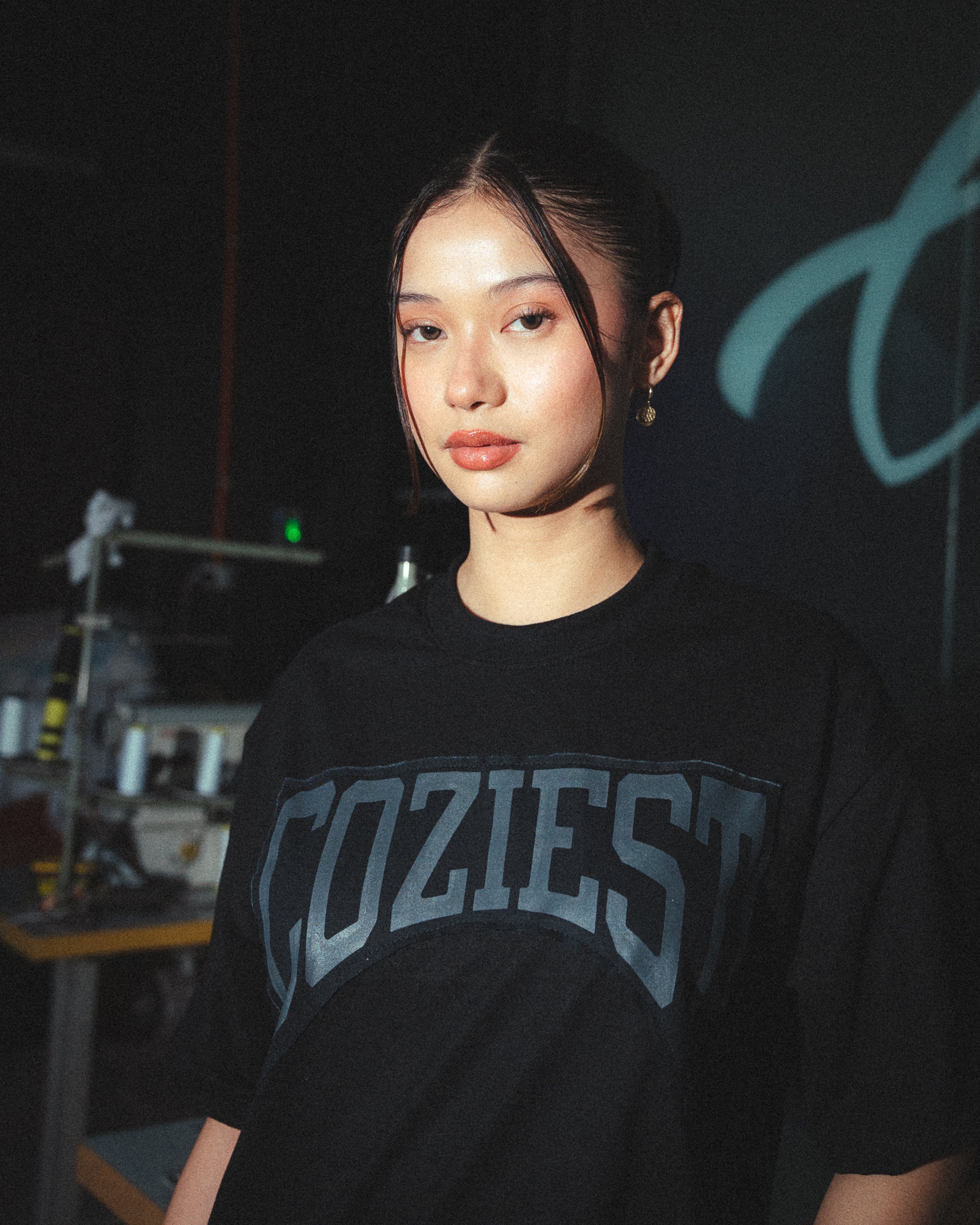 "Attached" Varsity Arc Tee in Black and White Colorway