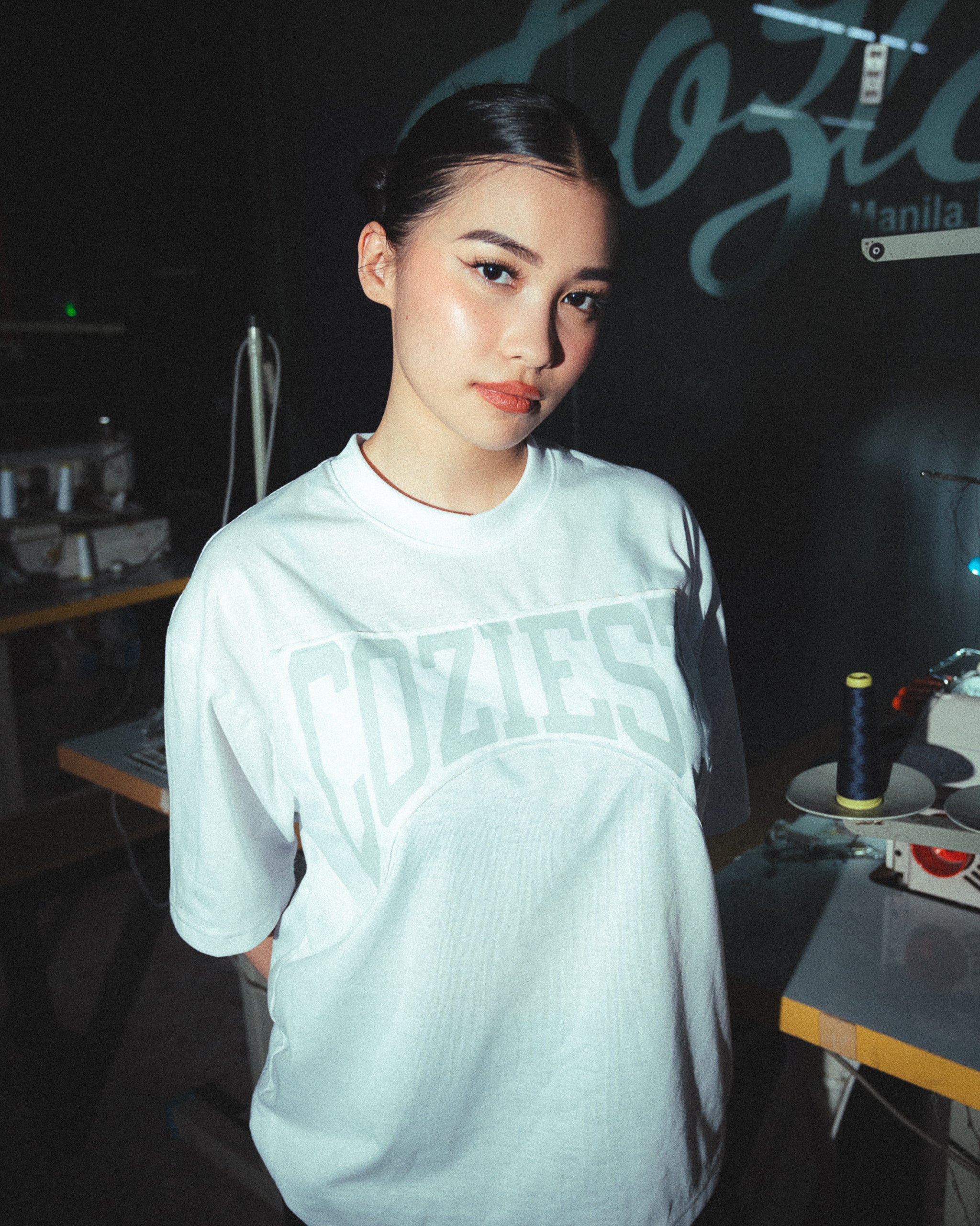 "Attached" Varsity Arc Tee in Black and White Colorway
