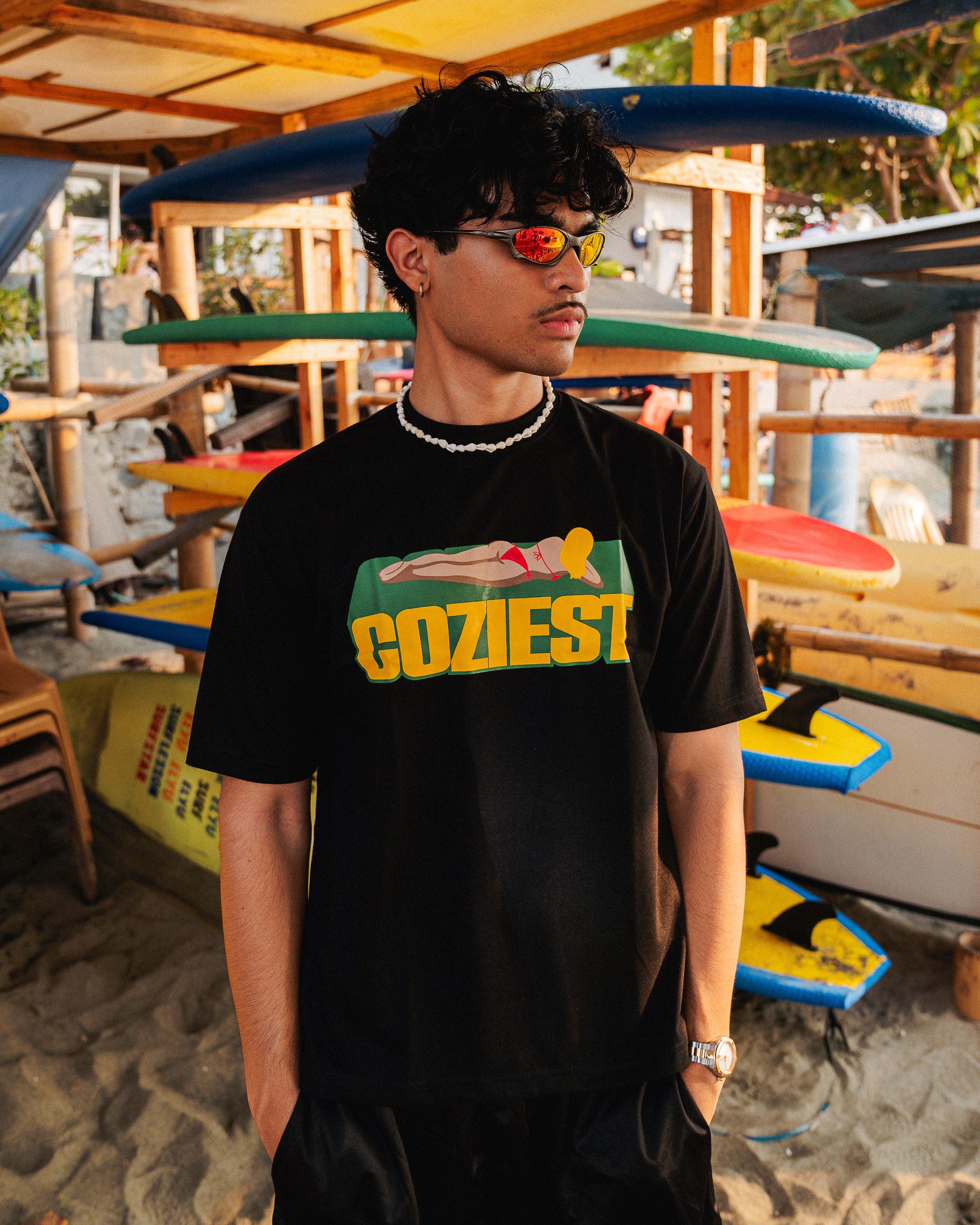"Sun Bathing" Tee in Black Colorway