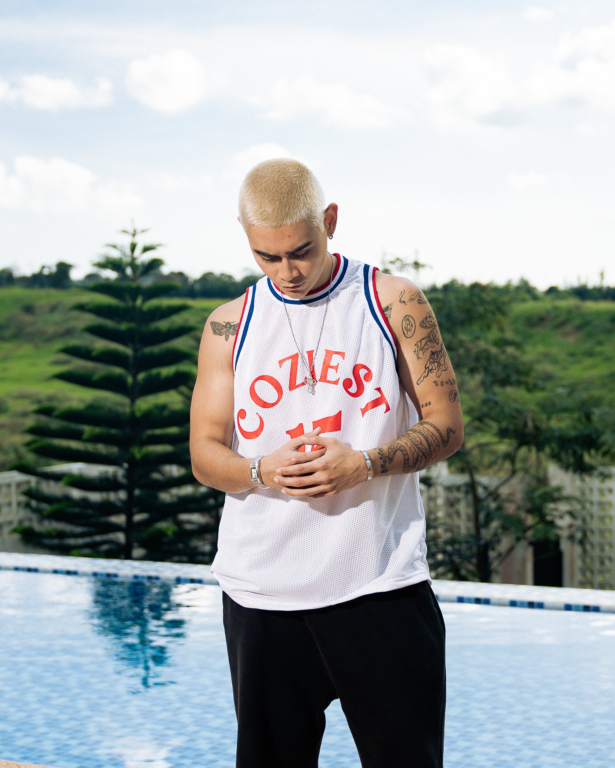 'Philly" Jersey Sando in White Colorway