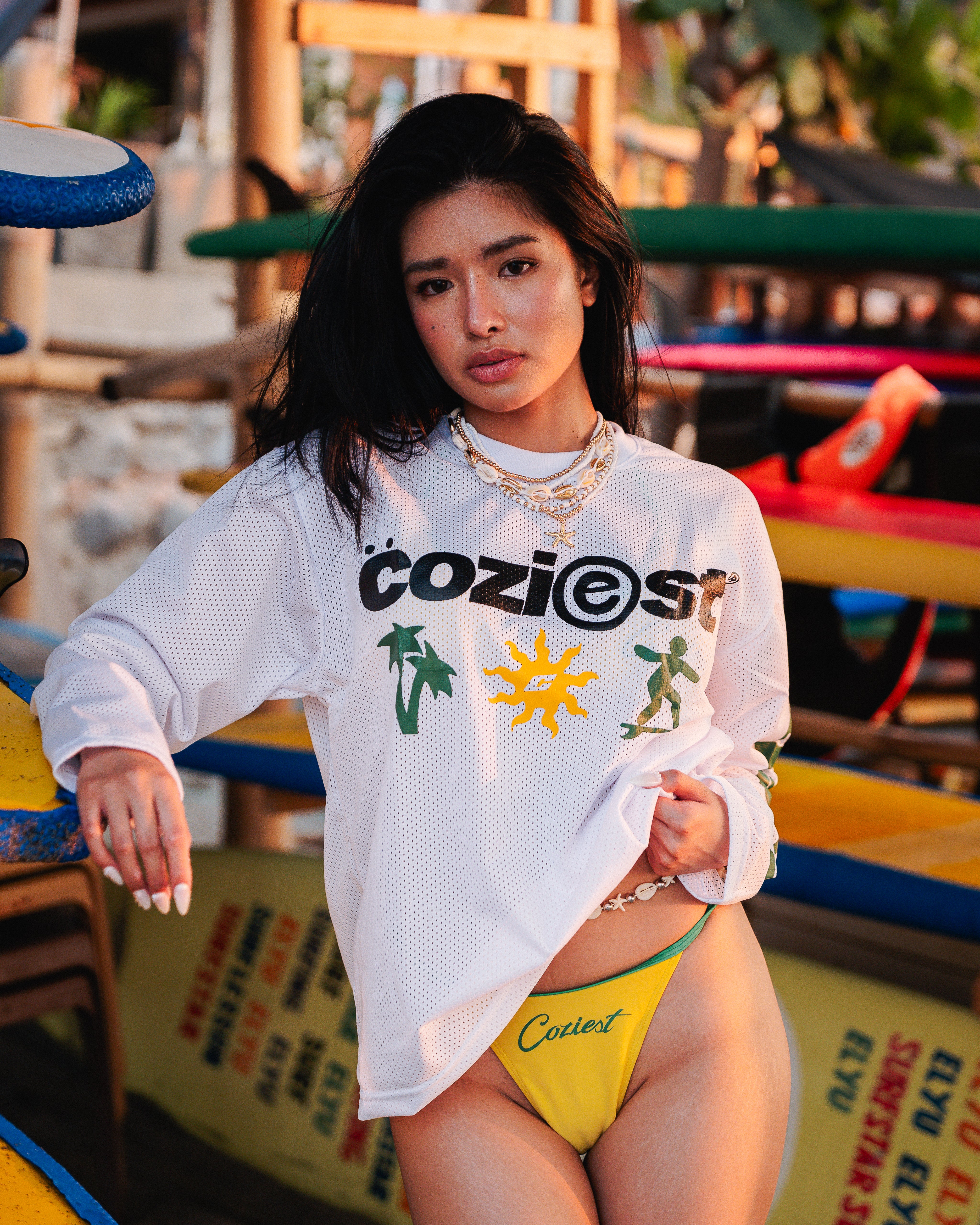 “Summer Mesh Jersey” Longsleeve in White Colorway