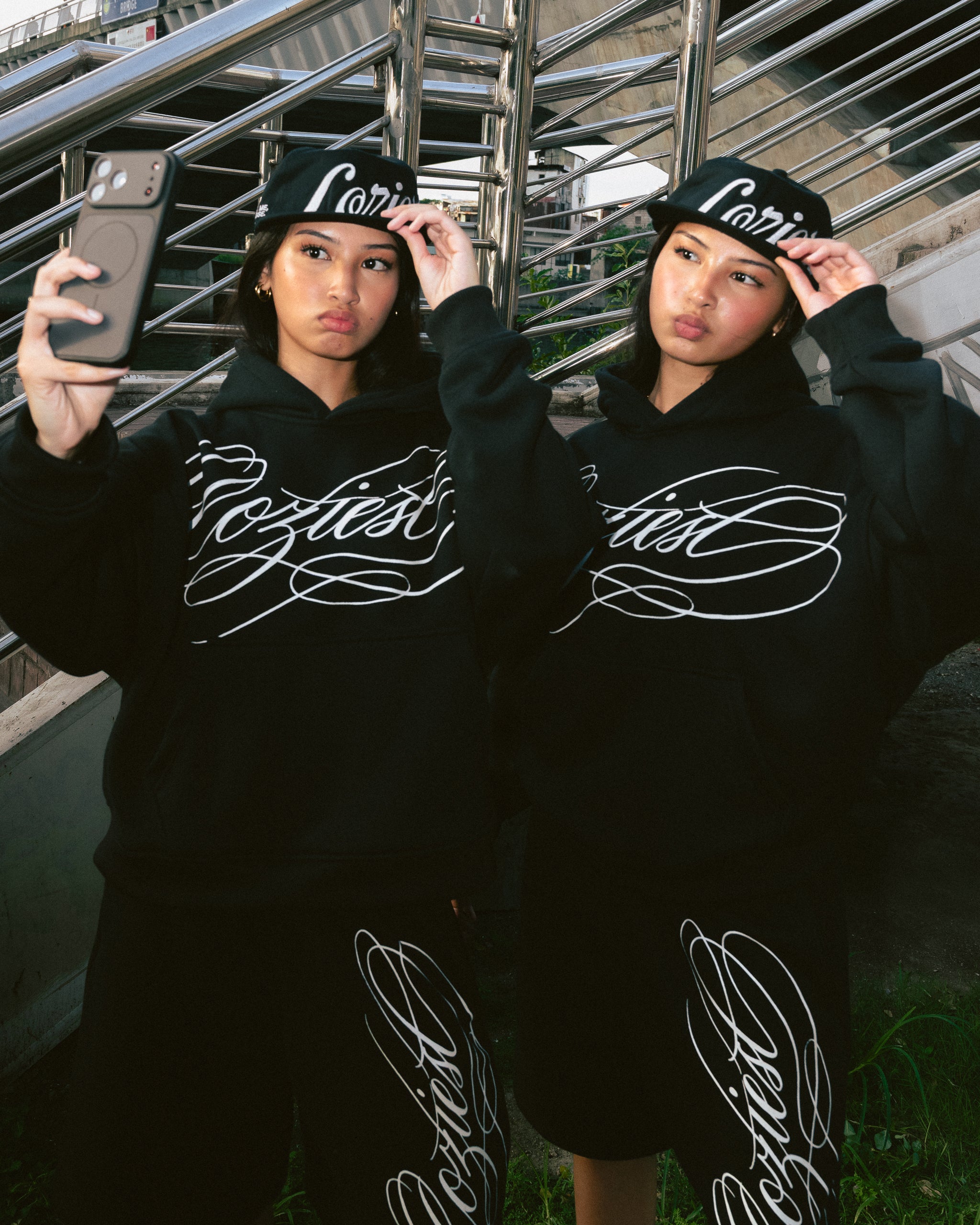 "Ink" Hoodie in Black and Heather Gray Colorway