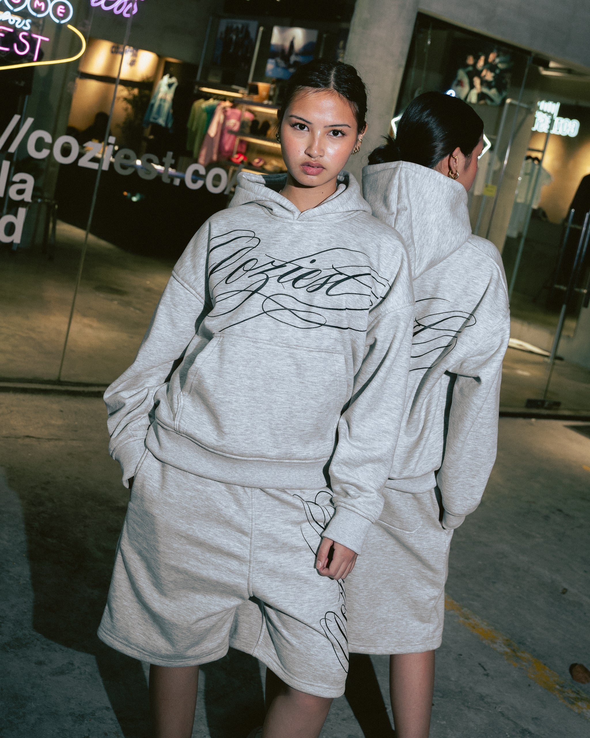 "Ink" Hoodie in Black and Heather Gray Colorway
