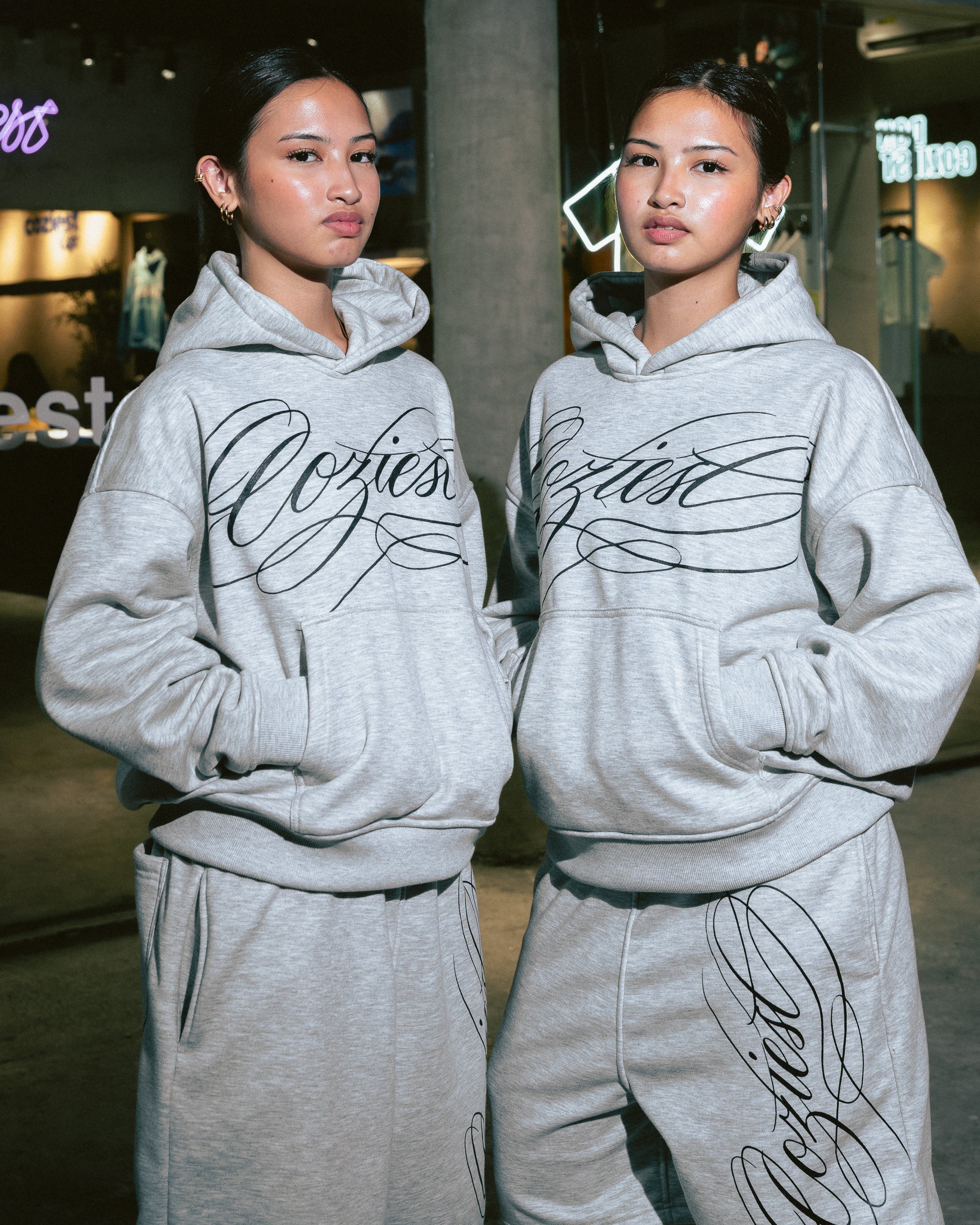 "Ink" Hoodie in Black and Heather Gray Colorway