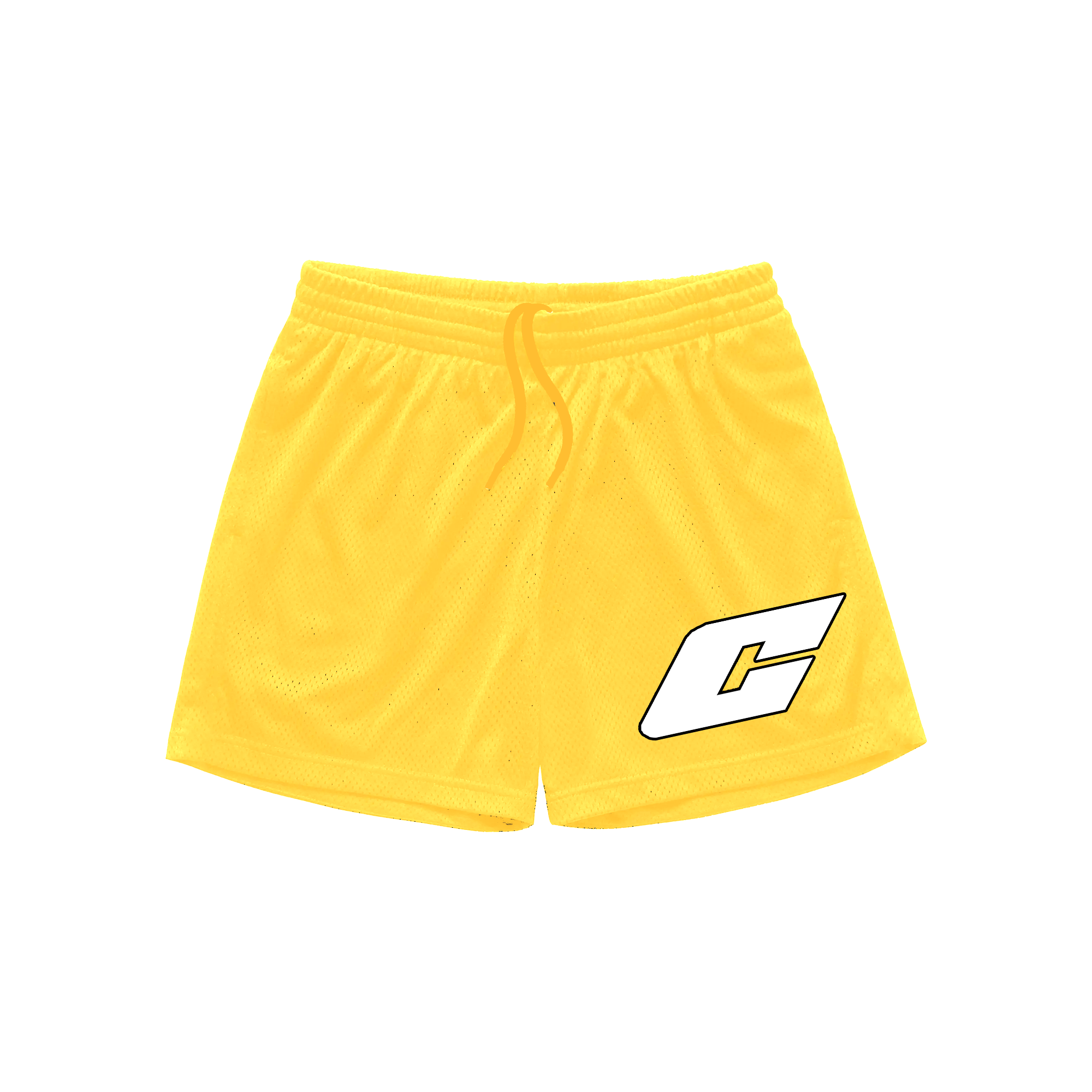“C Logo” Mesh Shorts in Gold Colorway
