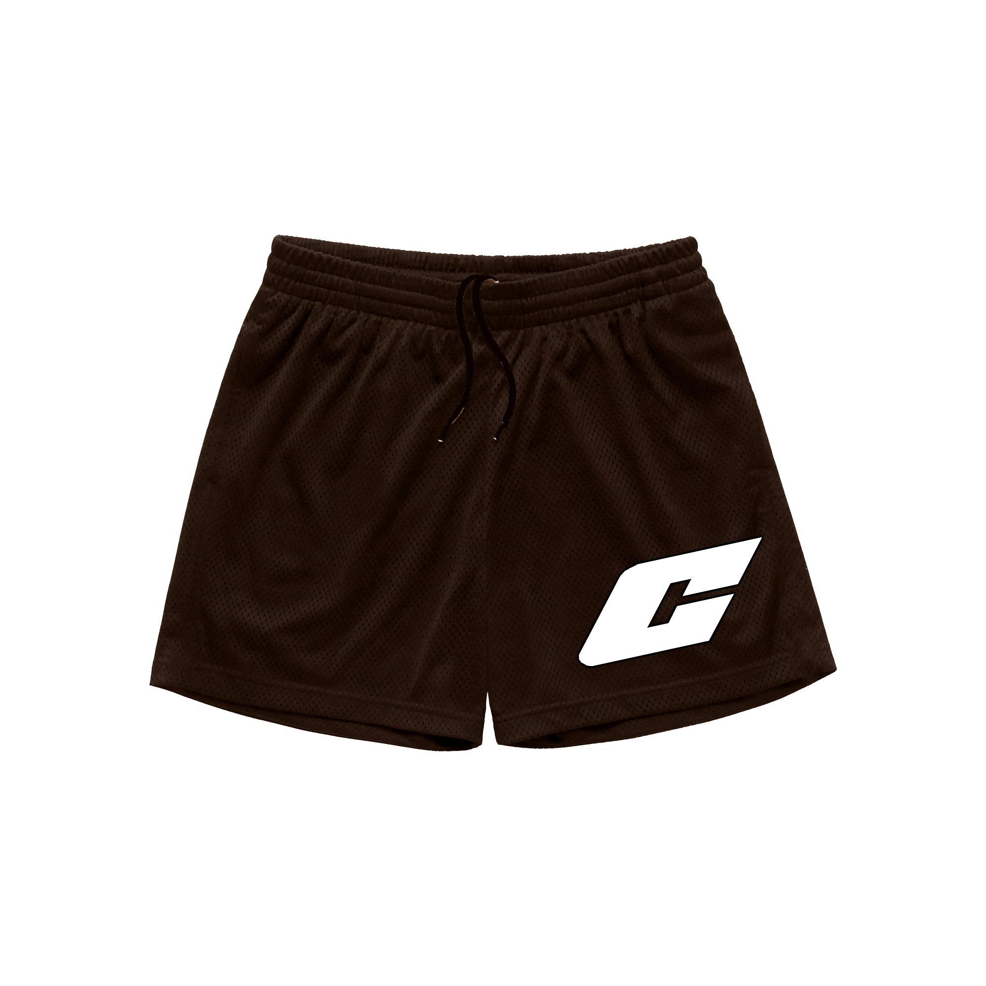 “C Logo” Mesh Shorts in Brown Colorway