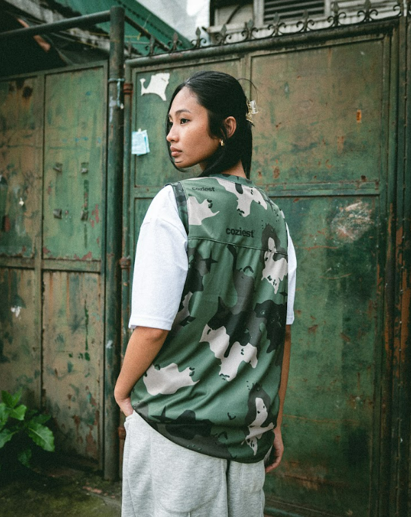"Camou" Sando Jersey in Beige,Black and Green Colorway