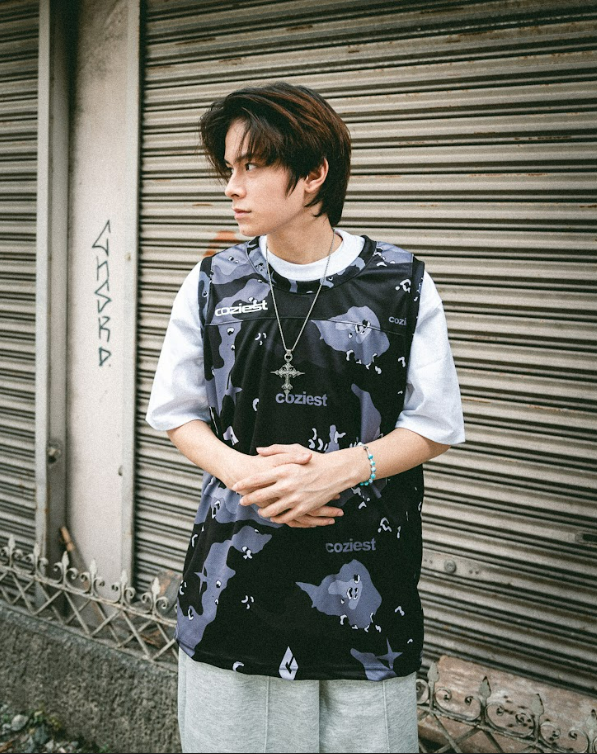 "Camou" Sando Jersey in Beige,Black and Green Colorway