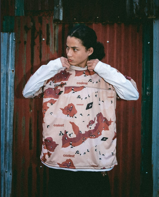"Camou" Tee in Beige,Black and Green Colorway