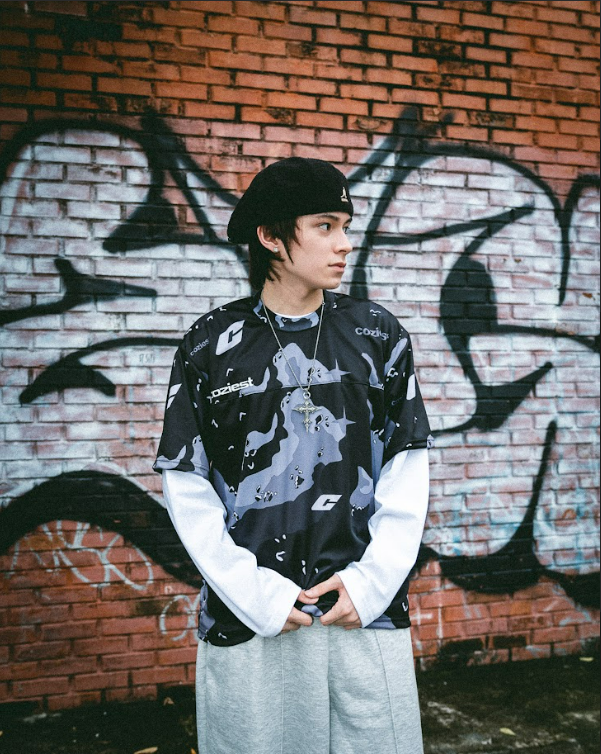 "Camou" Tee in Beige,Black and Green Colorway